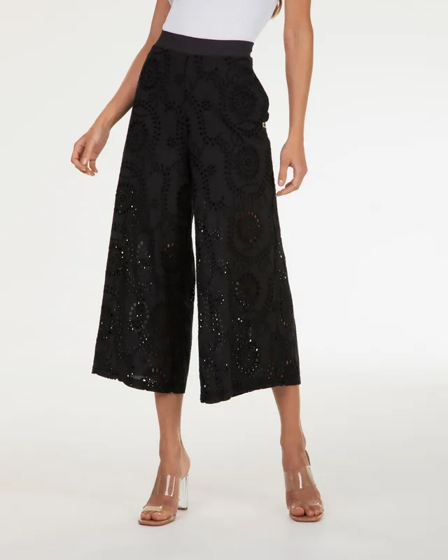 Markup Donna Jeans & Pantaloni Pantapalazzo cropped in pizzo sangallo