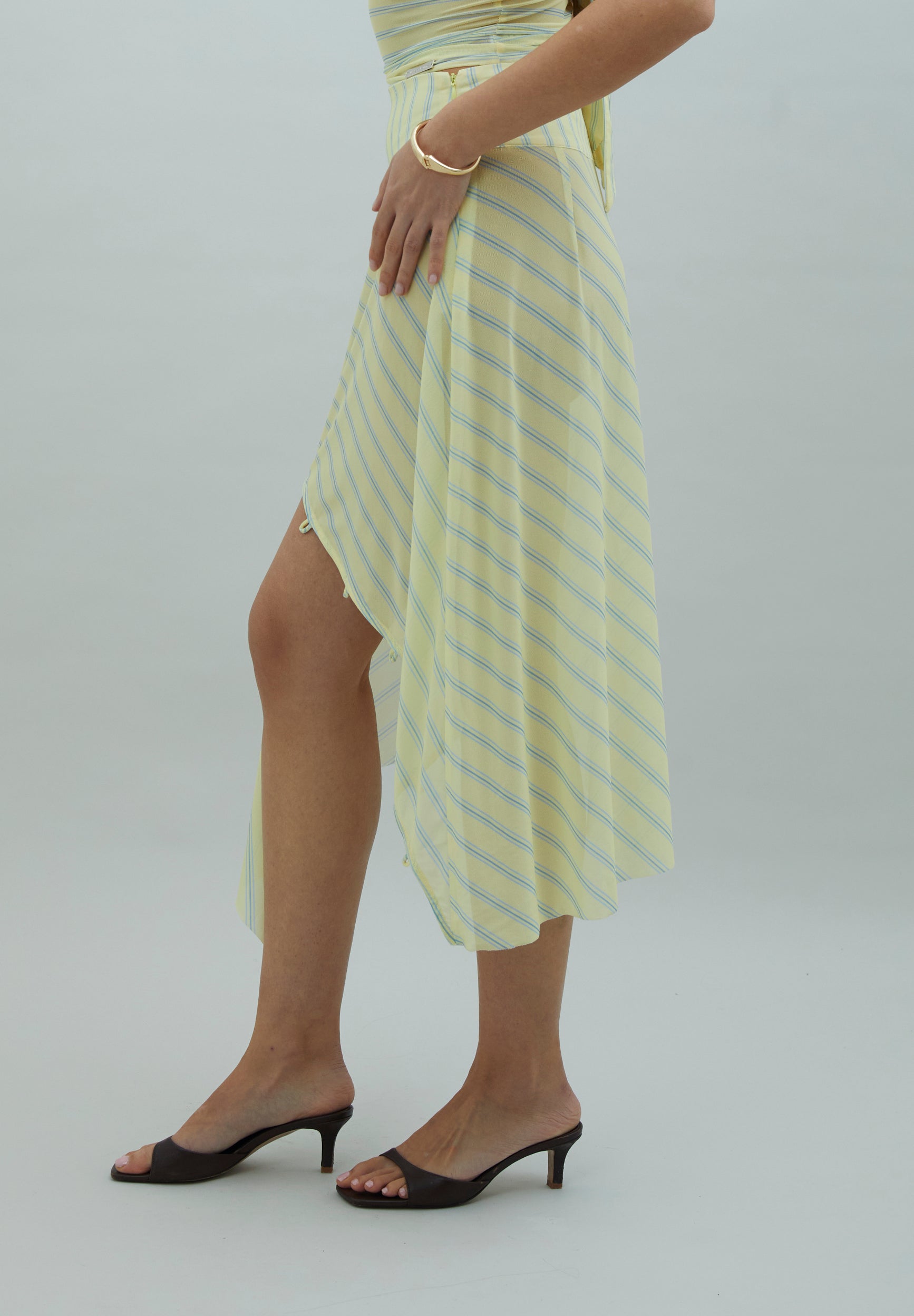 House Of Sunny Women's Skirts Striped Mesh Asymmetric Skirt gonna a righe UK 6–18 mesh