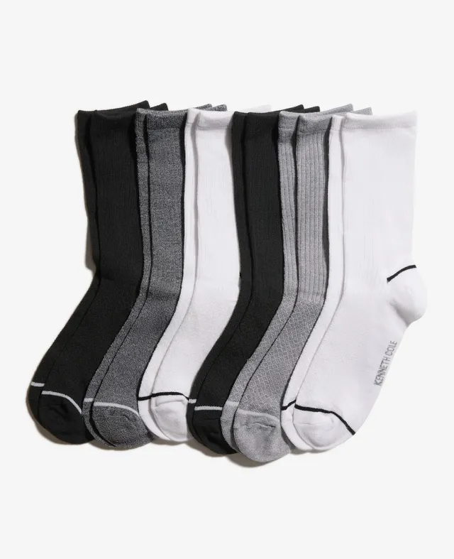 Kenneth Cole Reaction Clothing Fine Rib-Diamond Texture Crew Socks 6-Pack calzini bianchi