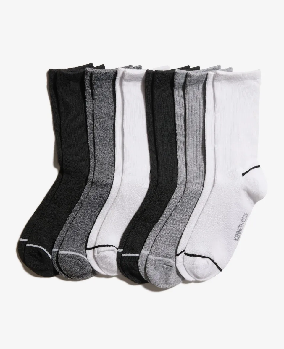 Kenneth Cole Reaction Clothing Fine Rib-Diamond Texture Crew Socks 6-Pack calzini bianchi