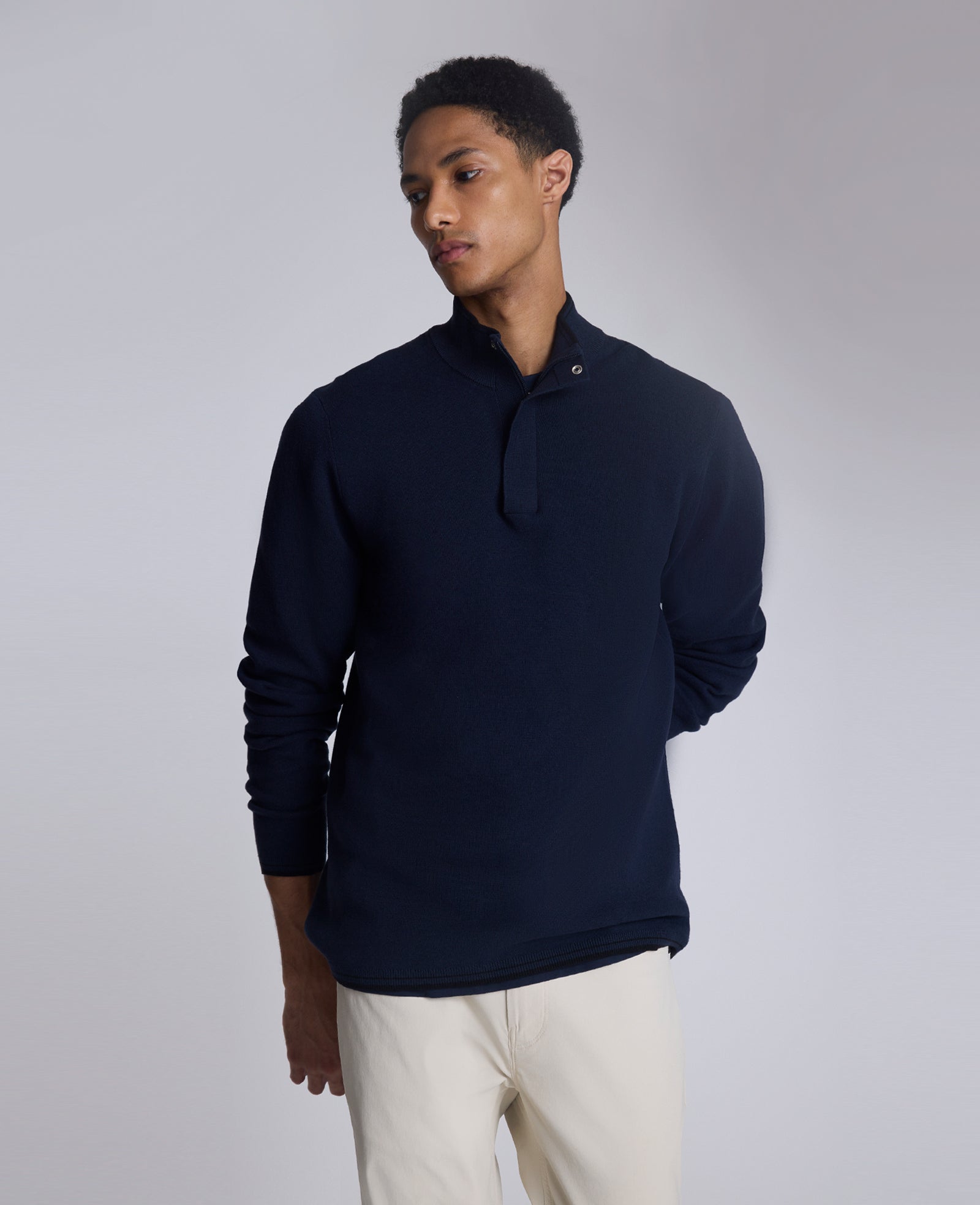 Kenneth Cole Reaction Clothing Quarterzip Pullover Sweater maglione blu navy