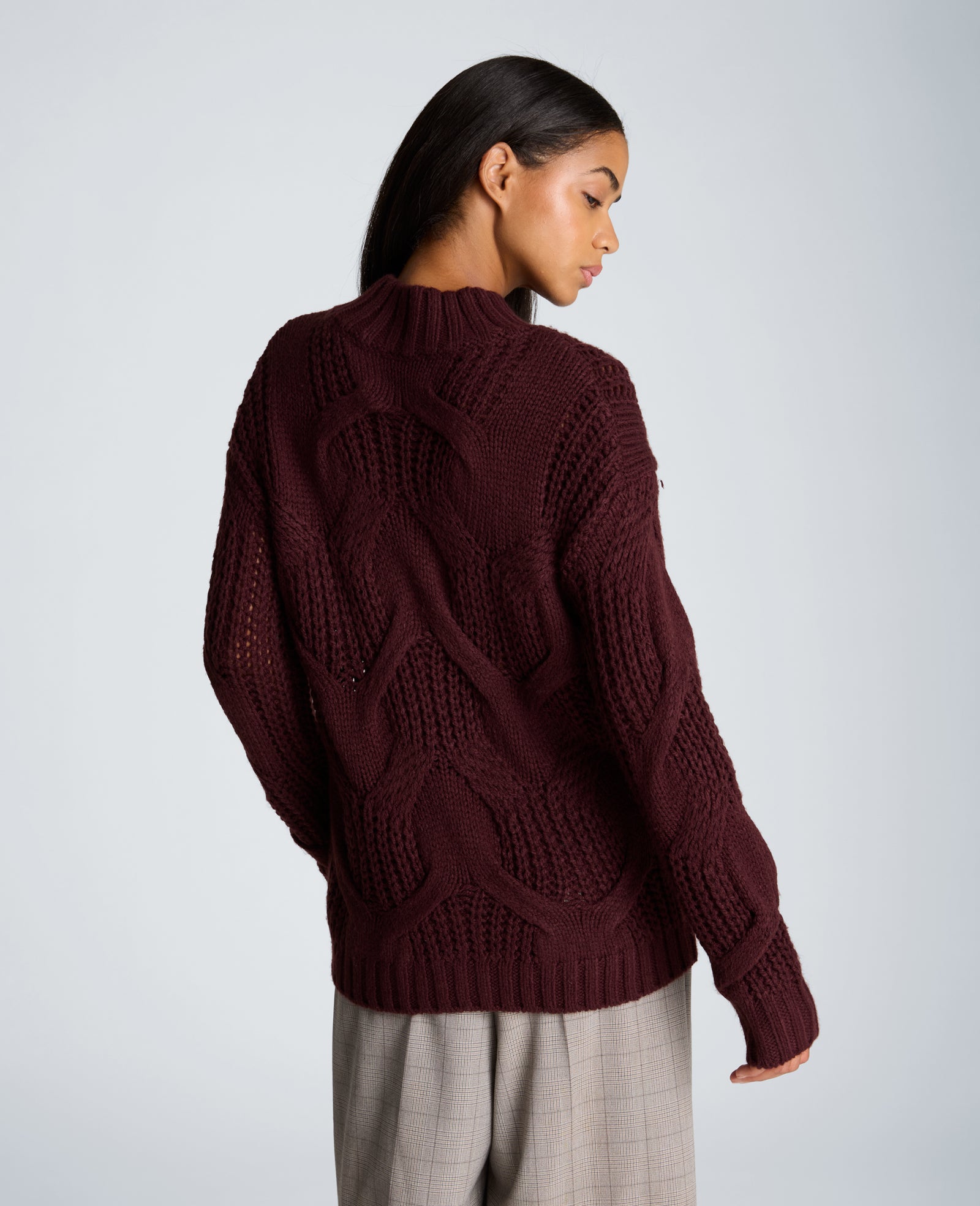 Kenneth Cole Reaction Clothing Oversized Cable Mock Neck Sweater maglione Sugar Beet
