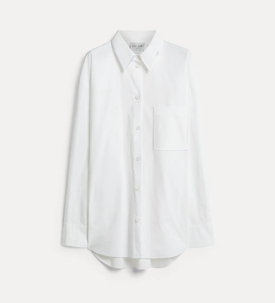 Forte camicie cotton shirt with breast pocket diamond camicia bianca
