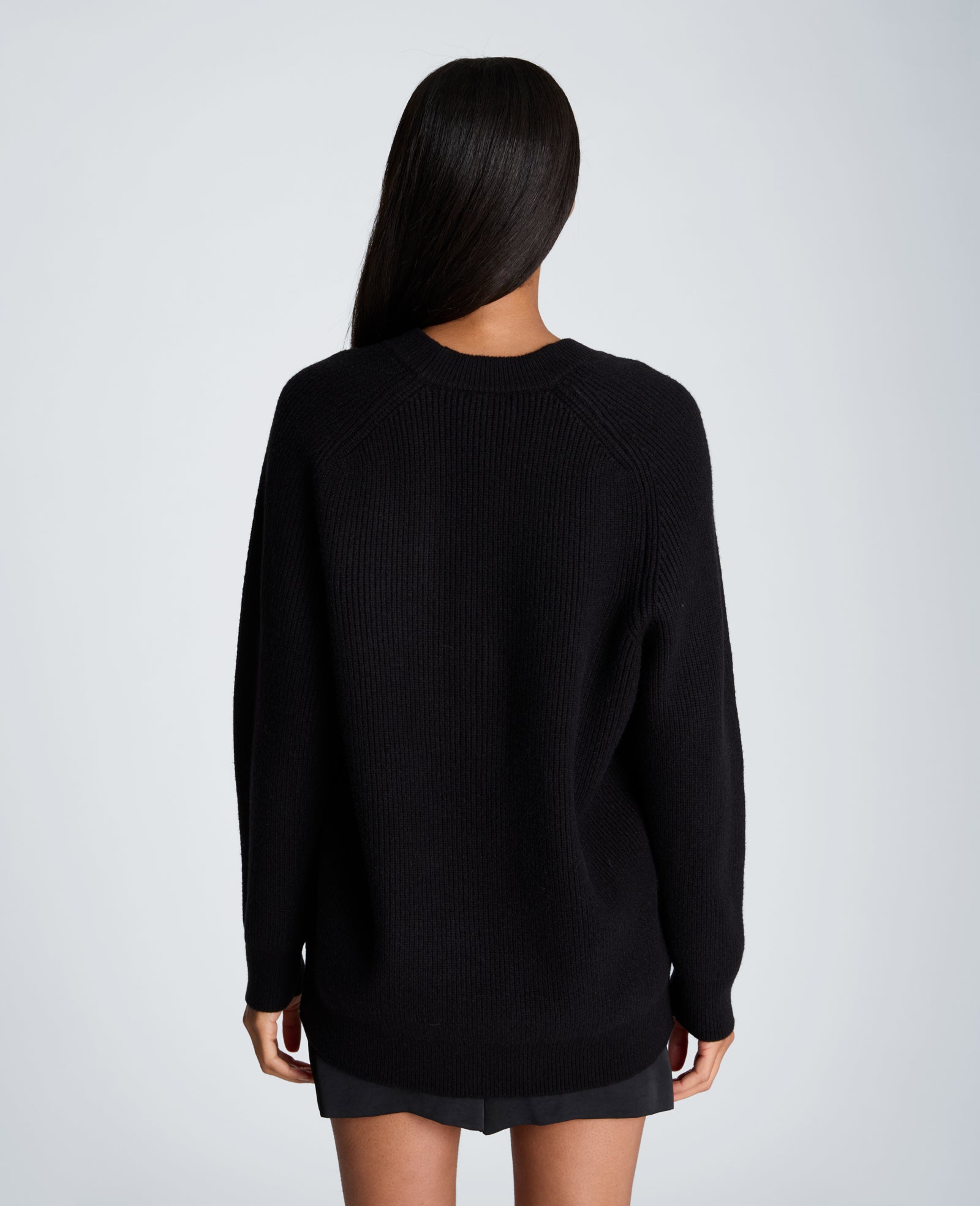 Kenneth Cole Reaction Clothing Oversized V-Neck Raglan Sweater maglione nero