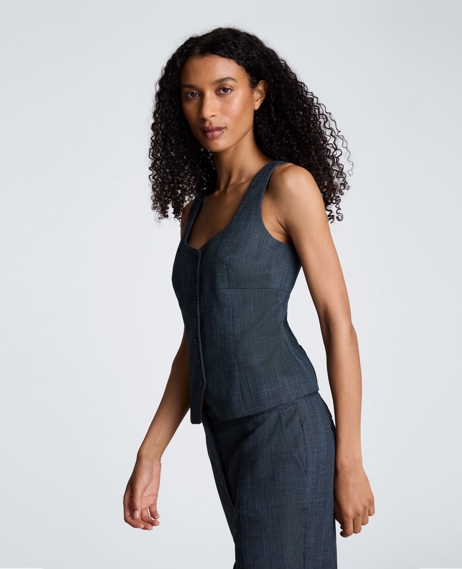 Kenneth Cole Reaction Button Front Bustier gilet nero e seastone