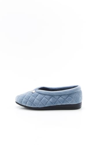 Damart Calzature pantofole da donna in velluto trapuntato blu