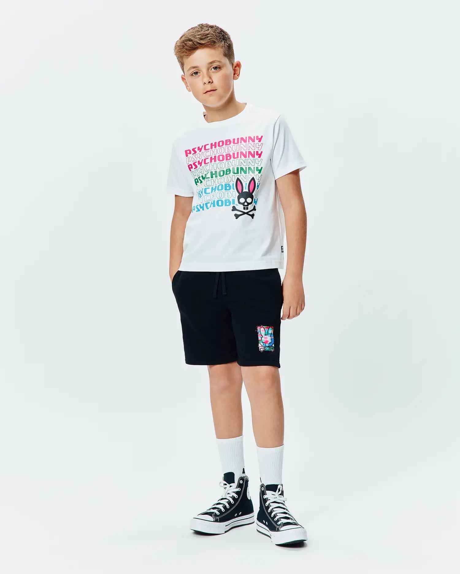 Psycho Bunny Kids Tees KIDS LANDON WORDMARK TEE KT0200196 T-shirt bianca