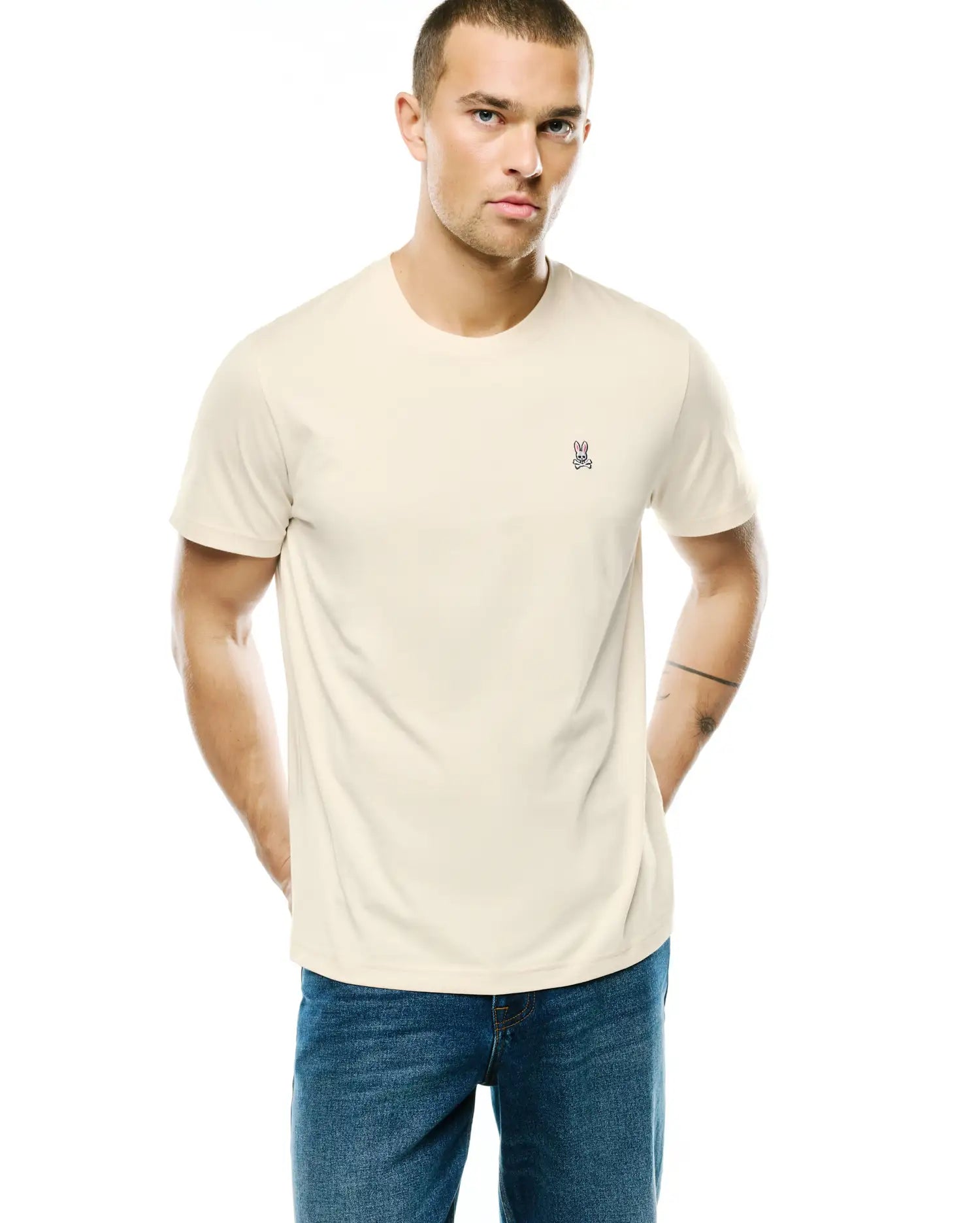 Psycho Bunny Men's Tees MENS CLASSIC CREW NECK TEE B6U014F200 maglietta White Cap Gray