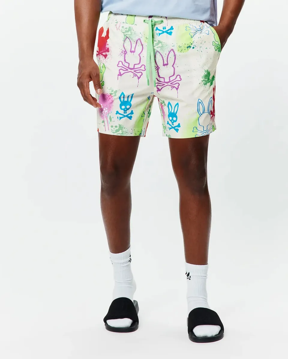 Psycho Bunny Men's Swimwear QUINTIN MB1000091 costume da bagno bianco
