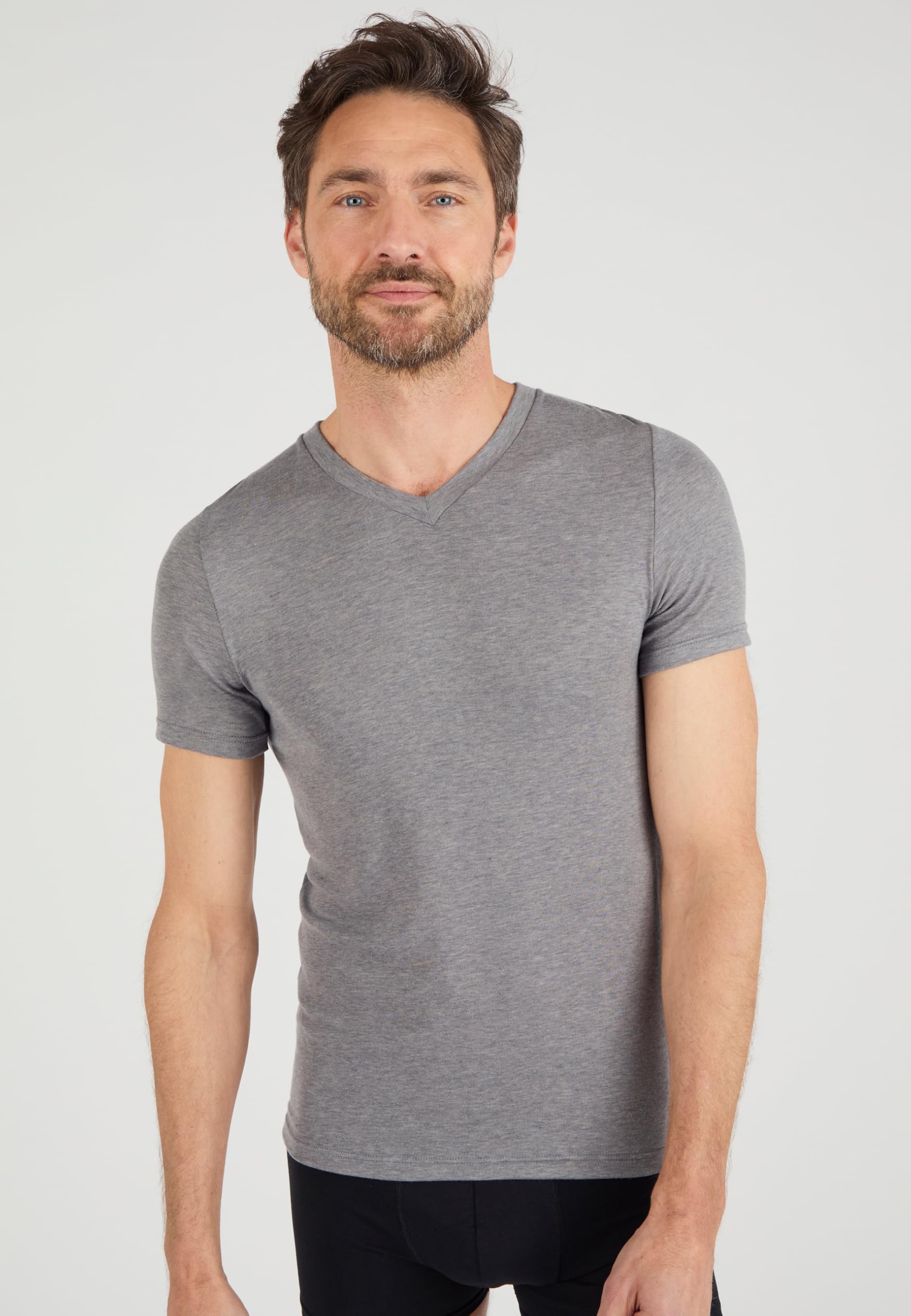 Damart Thermolactyl T-shirt uomo scollo a V manica corta grigio melange scuro S