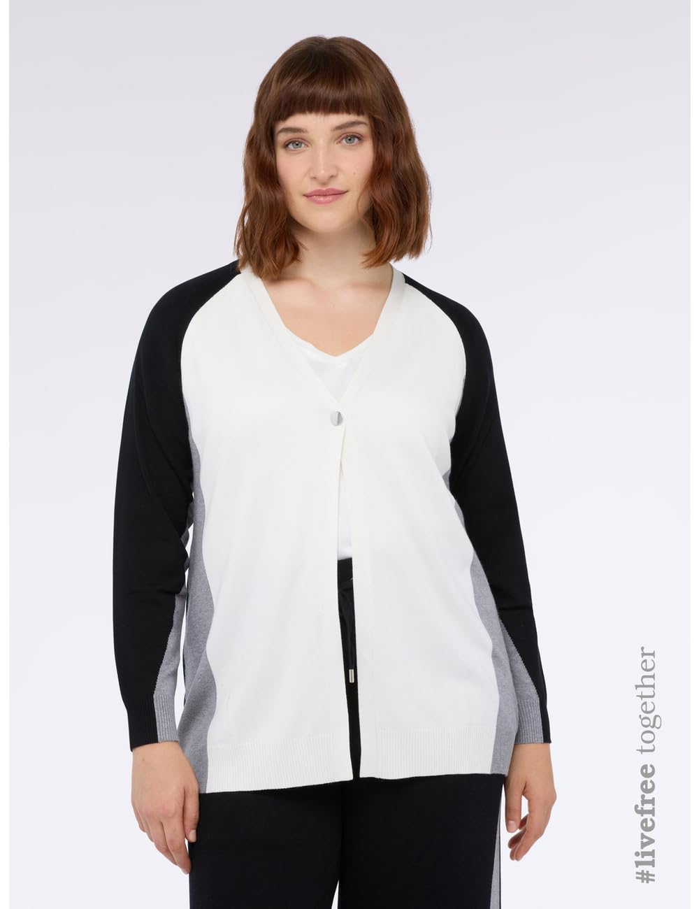 Fiorella Rubino Maglie e felpe Cardigan Color Block in Misto Viscosa XL Plus