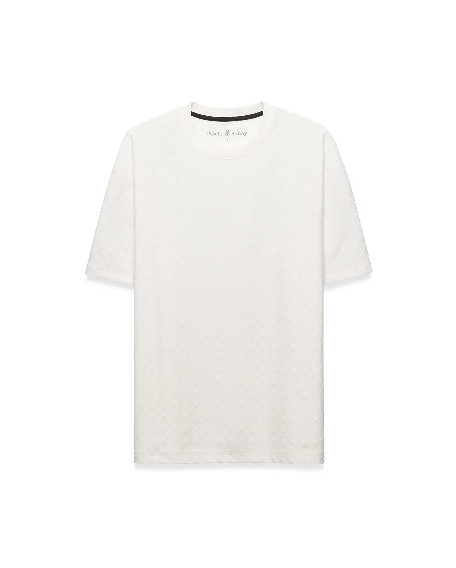 Psycho Bunny Men's Tees Garry Jacquard Oversized-Fit Tee maglietta ecru