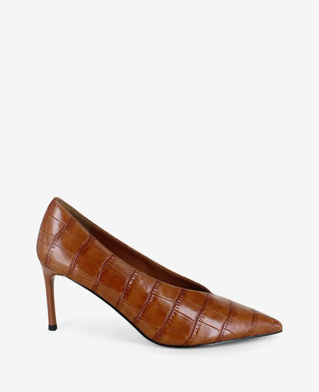 Kenneth Cole Reaction Shoes Perfecto Embossed Croco Leather décolleté tan