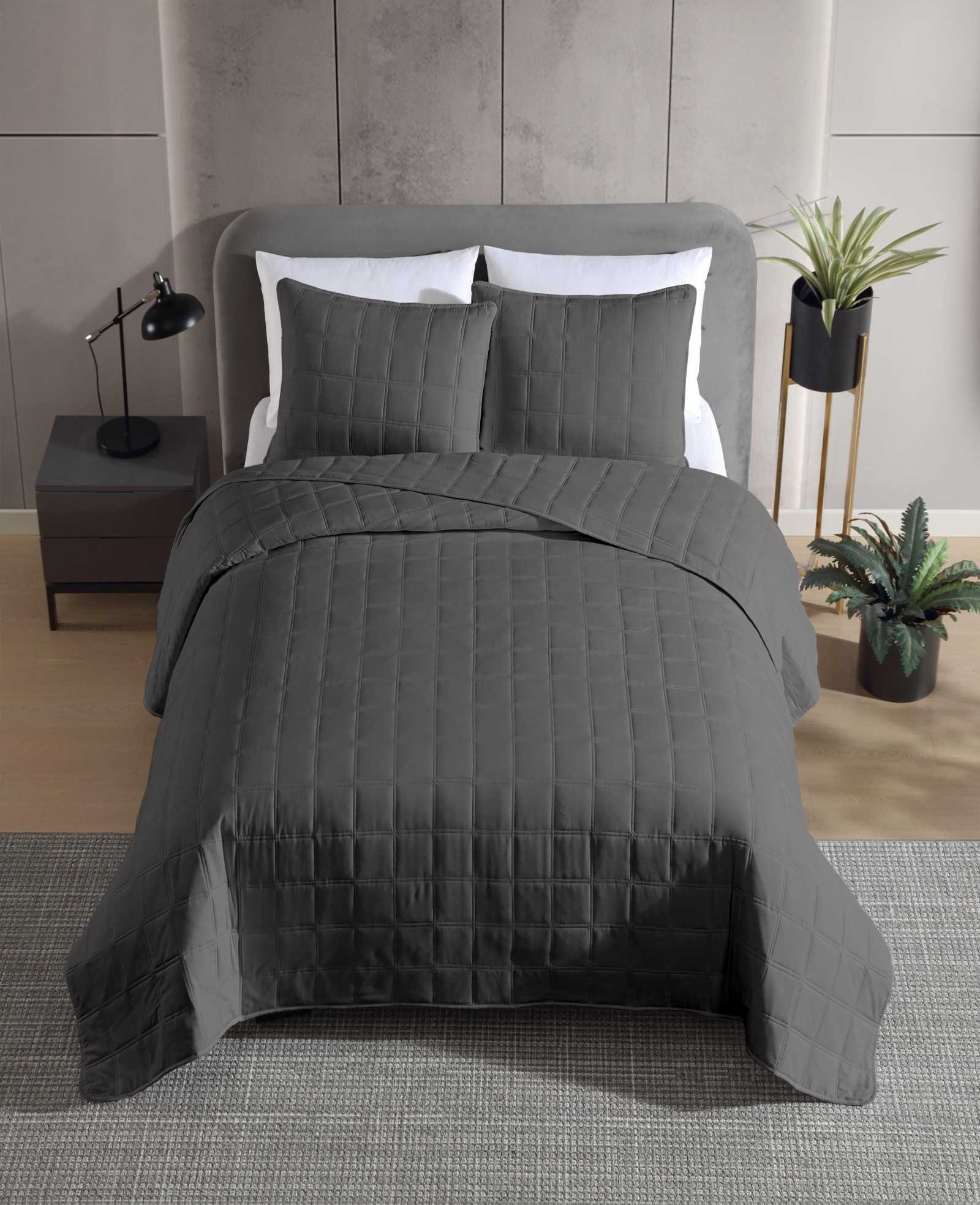 Kenneth Cole Reaction Stonewashed Quilt Set set trapunta antracite Twin