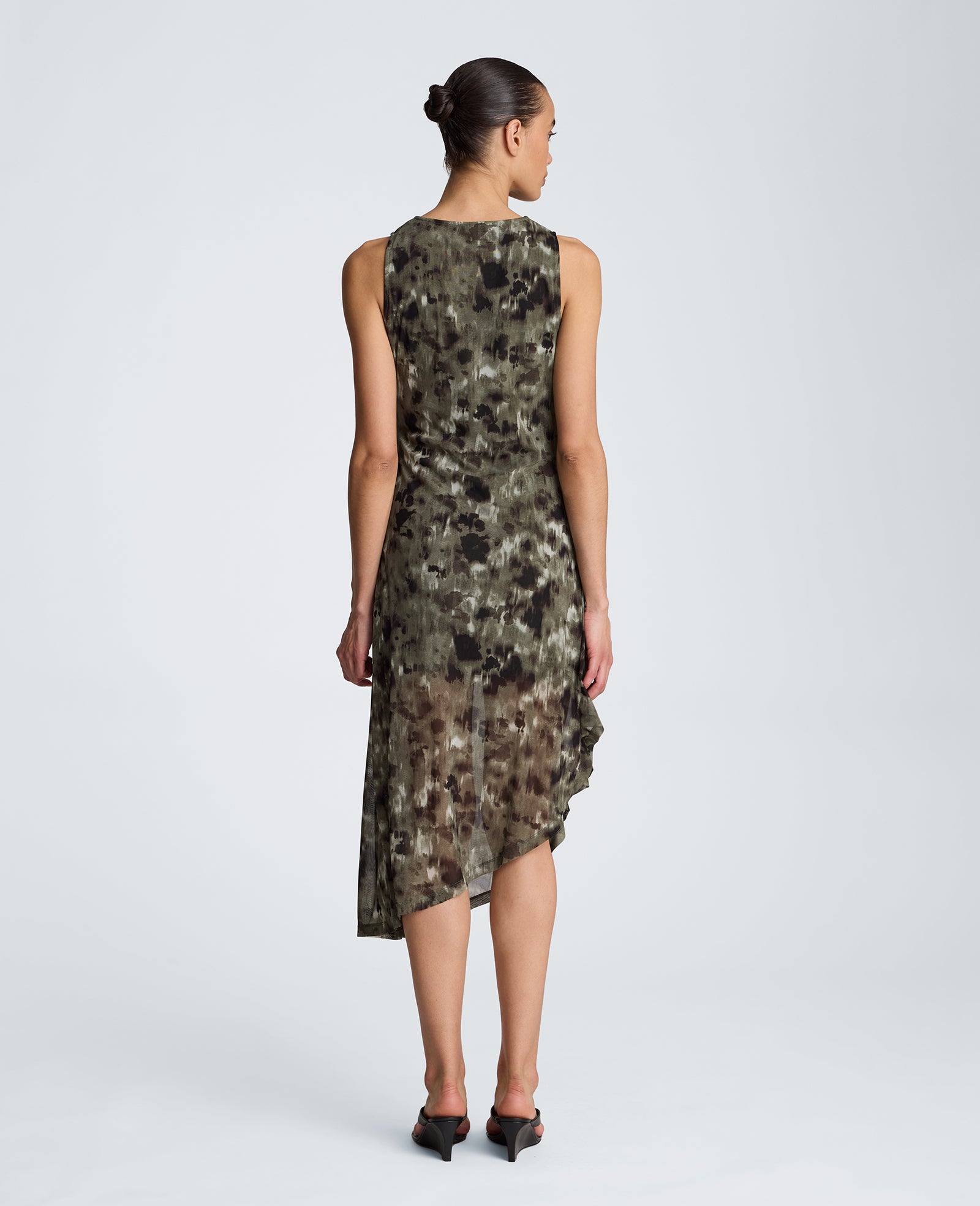 Kenneth Cole Reaction Clothing Asymmetrical Hem Midi Dress abito midi verde fantasia