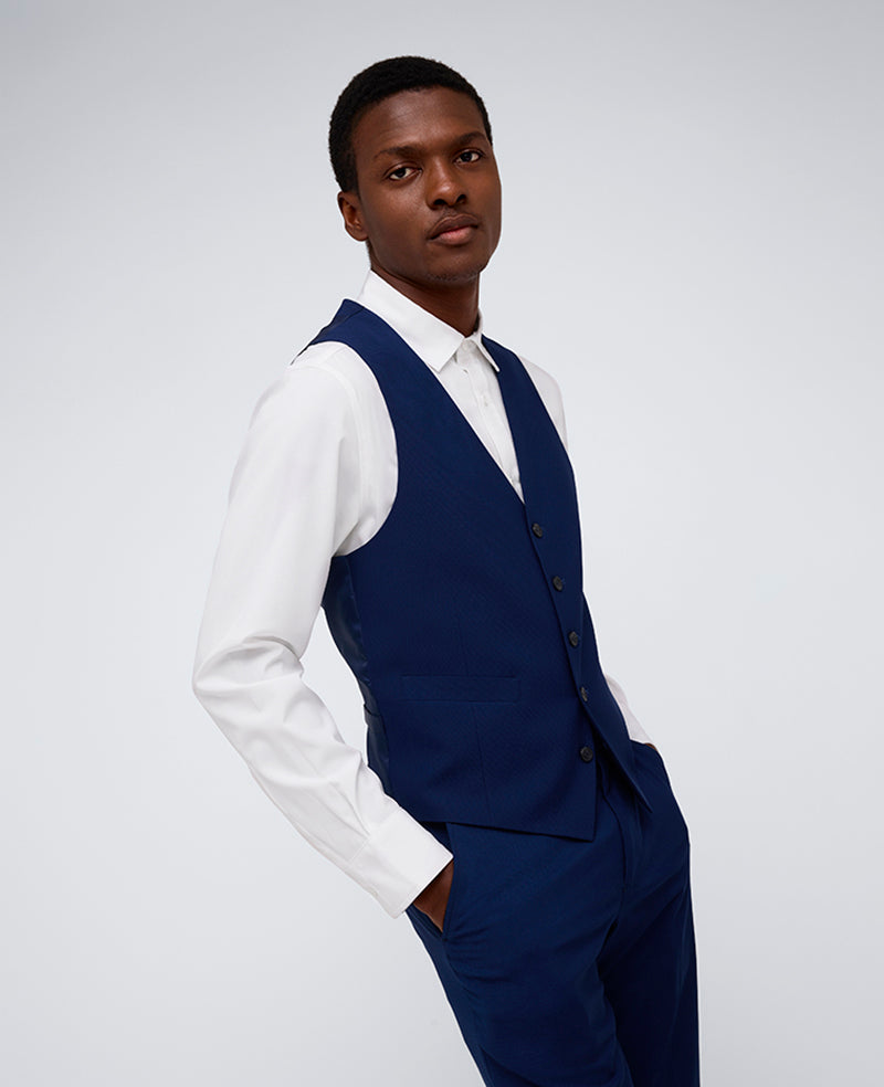Kenneth Cole Reaction Clothing Ready Flex Slim-Fit Suit Separate Vest gilet blu brillante elasticizzato