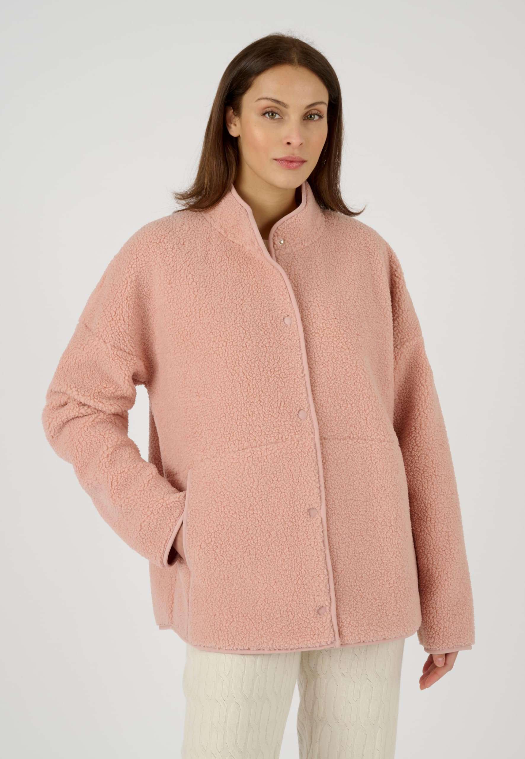 Damart Thermolactyl Giacca in pile donna rosa antico effetto shearling