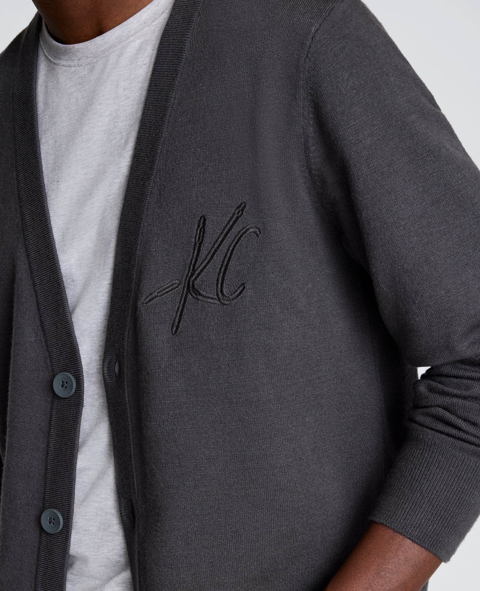 Kenneth Cole Reaction Clothing Logo Cardigan uomo grigio antracite