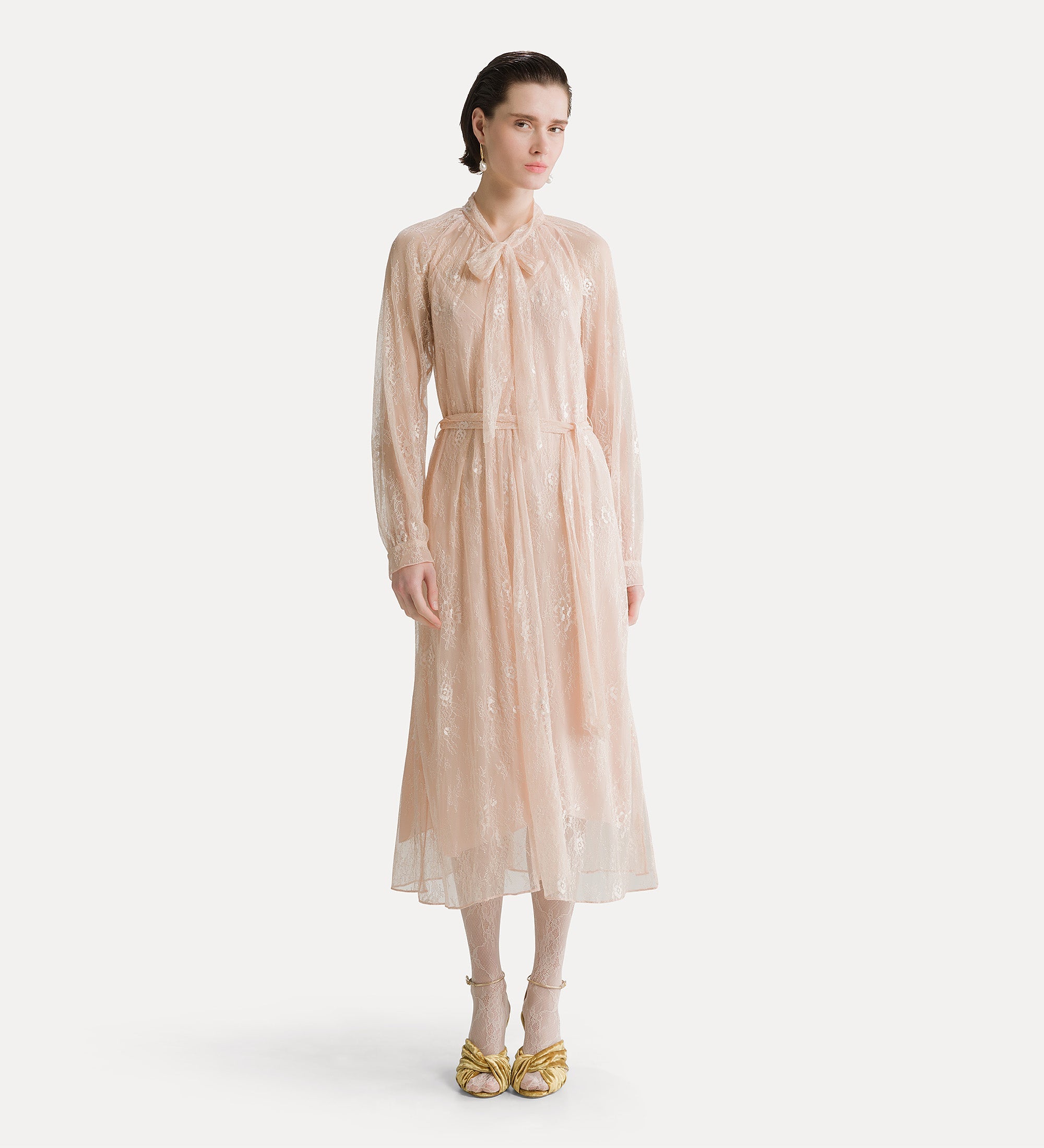 Forte abiti Chantilly Lace Bow-Tie Dress loto abito in pizzo