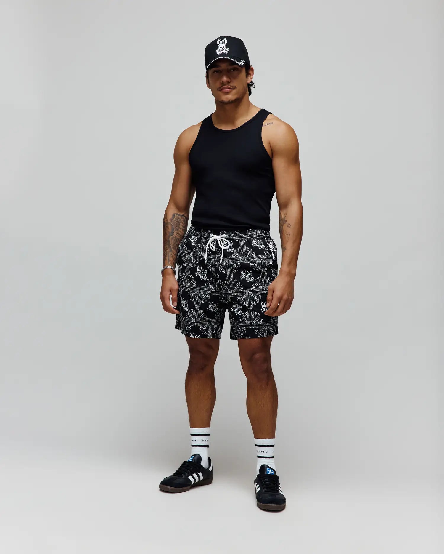 Psycho Bunny Men's Swimwear Luke Swim Trunk 6" MB1000053 nero