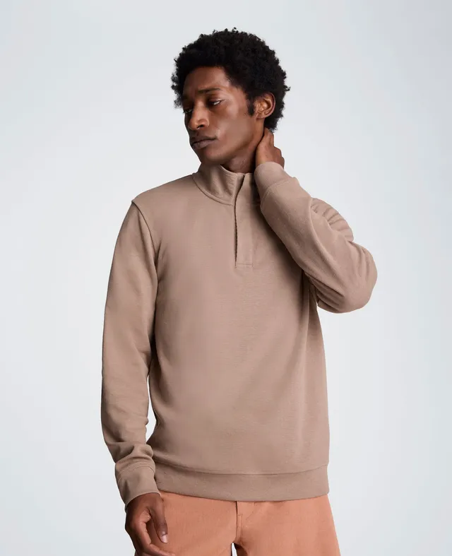 Kenneth Cole Reaction Clothing Hidden Placket Quarter Zip maglione mezza zip beige scuro, S-XXL