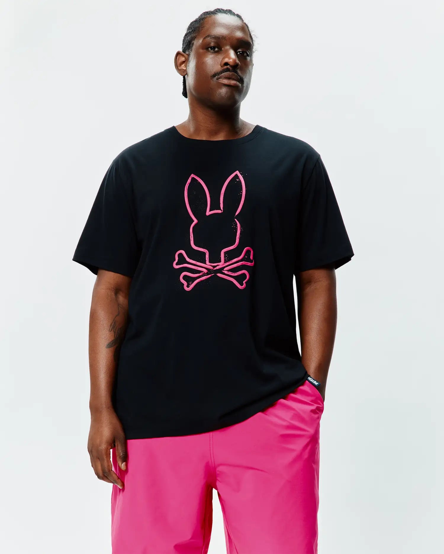 Psycho Bunny Big & Tall Duncan Graphic Tee T-shirt nera 1XL–6XL in Pima