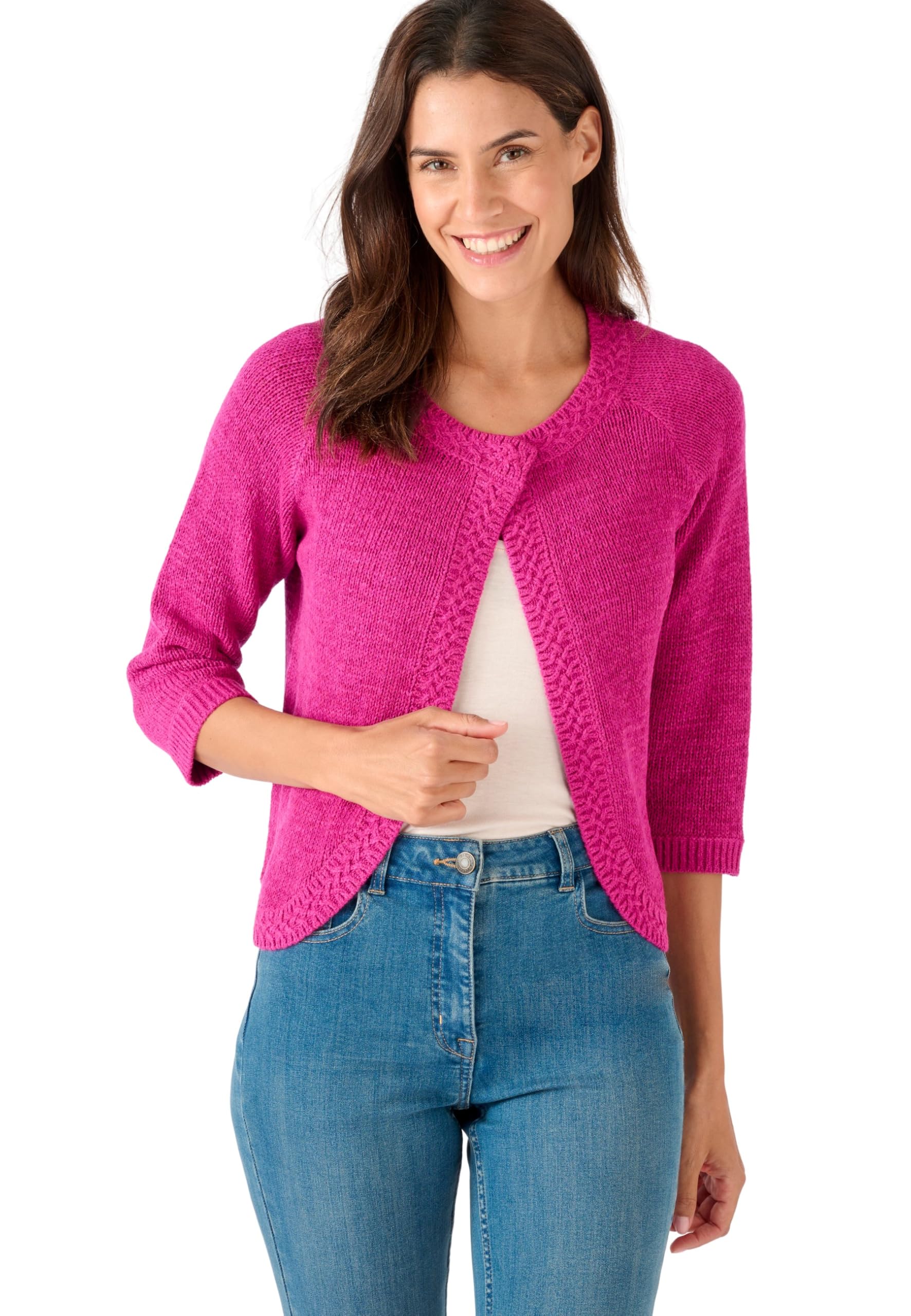 Damart Prêt-à-porter Gilet bolero Maglia Nastro Donna Grigio S maglia