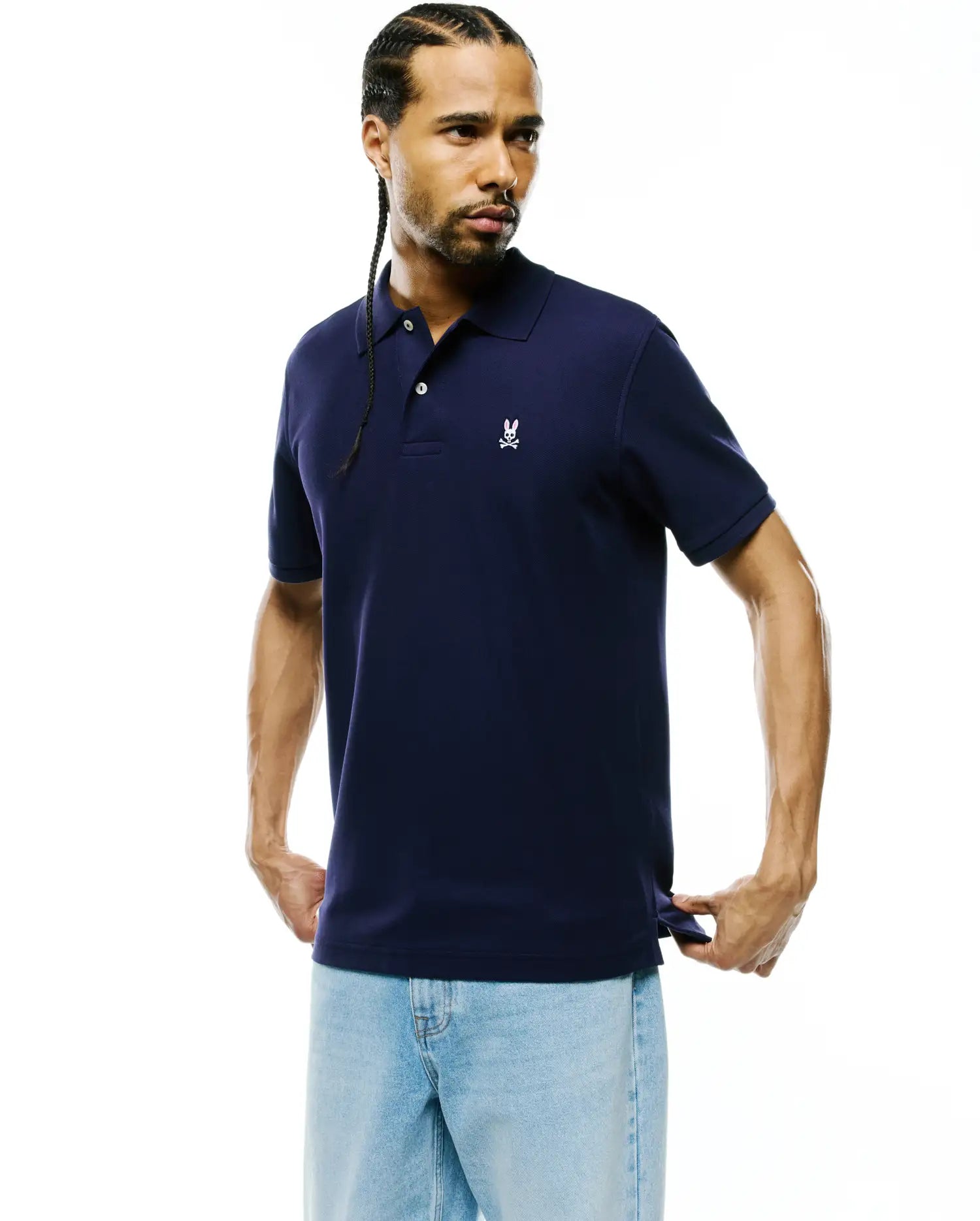 Psycho Bunny Men's Polos B6K001CRPC polo Evening Blue cotone Pima