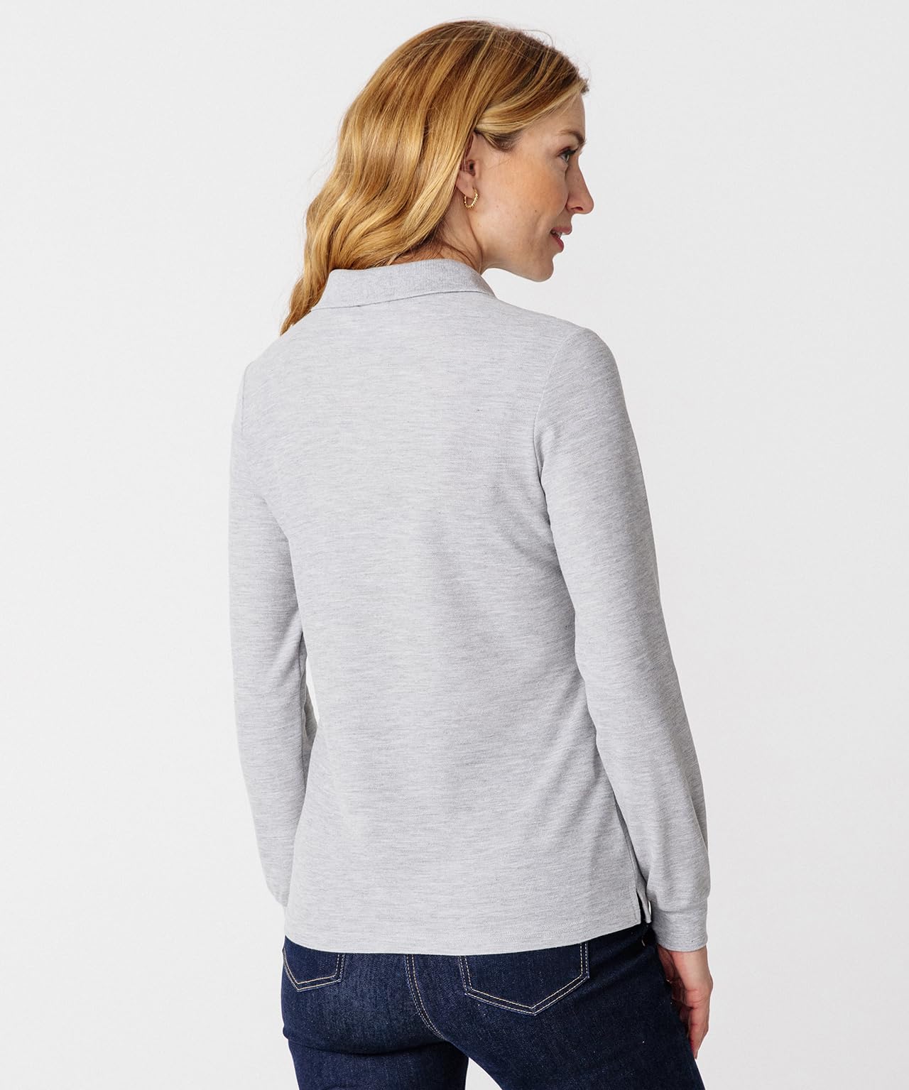 Damart Prêt-à-porter Polo in maglia trapuntata grigio chiaro