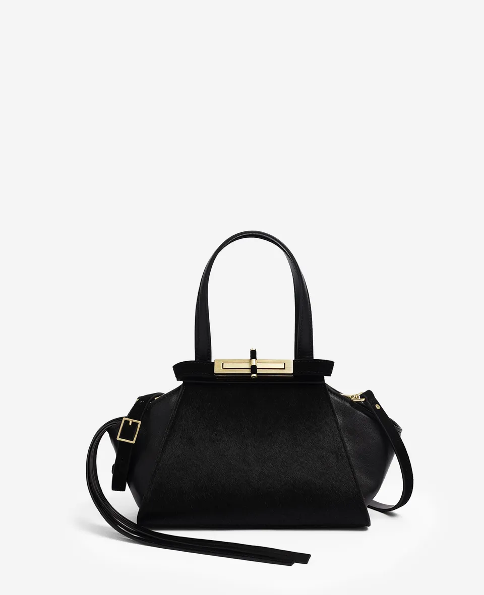 Kenneth Cole Reaction Bags Crosby Small Satchel borsa nera in pelle