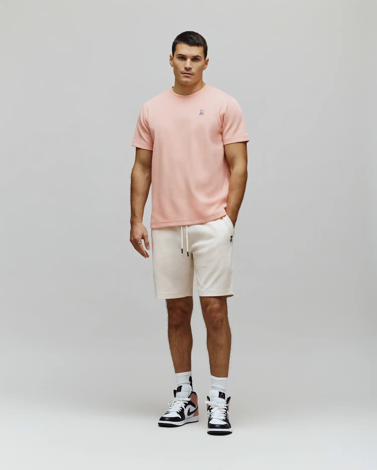 Psycho Bunny Men's Shorts Maxton pantaloncini waffle avorio classici