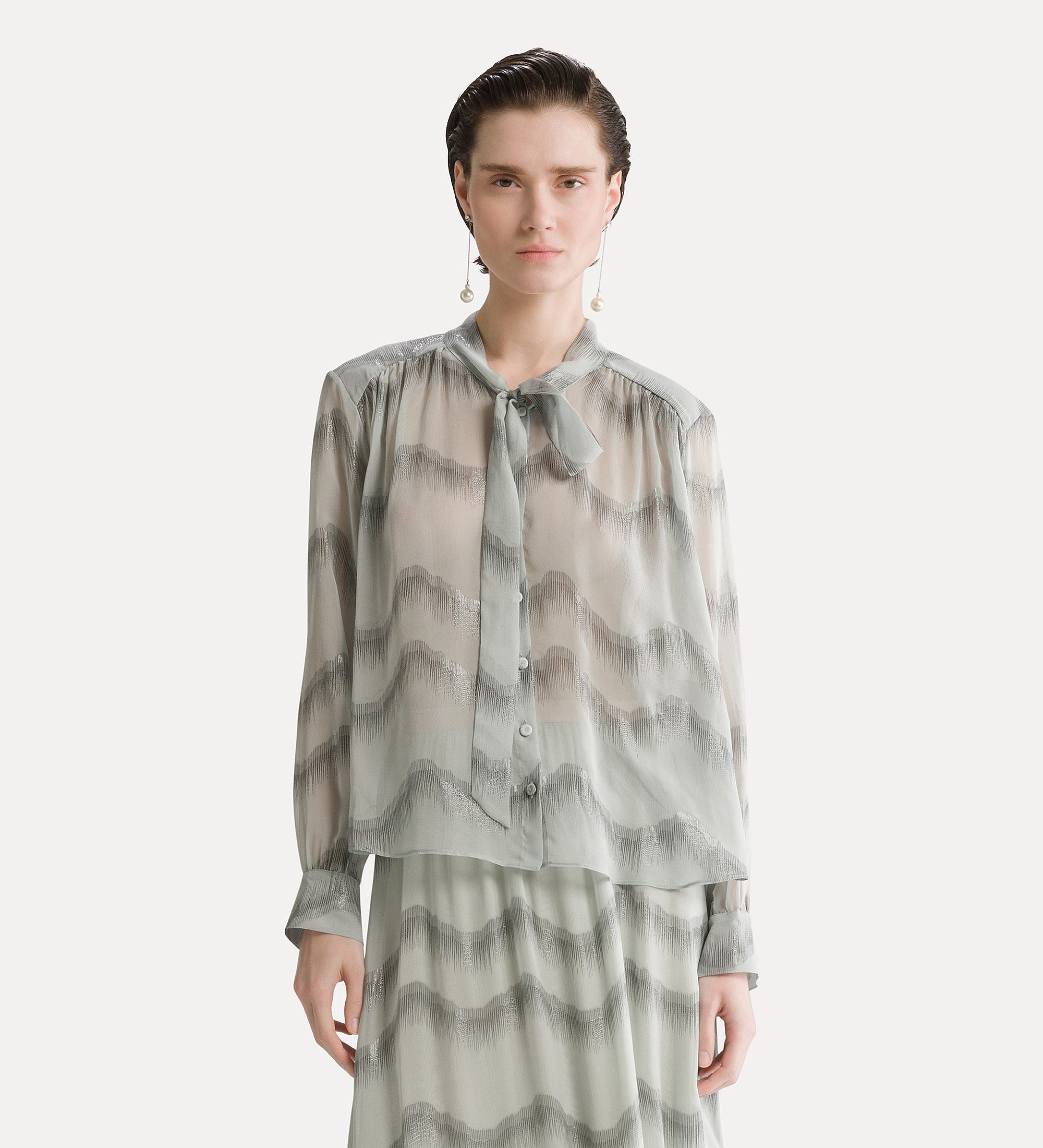 Forte gonne nuages d'argent silk chiffon bow-tie skirt gonna quarzo in seta