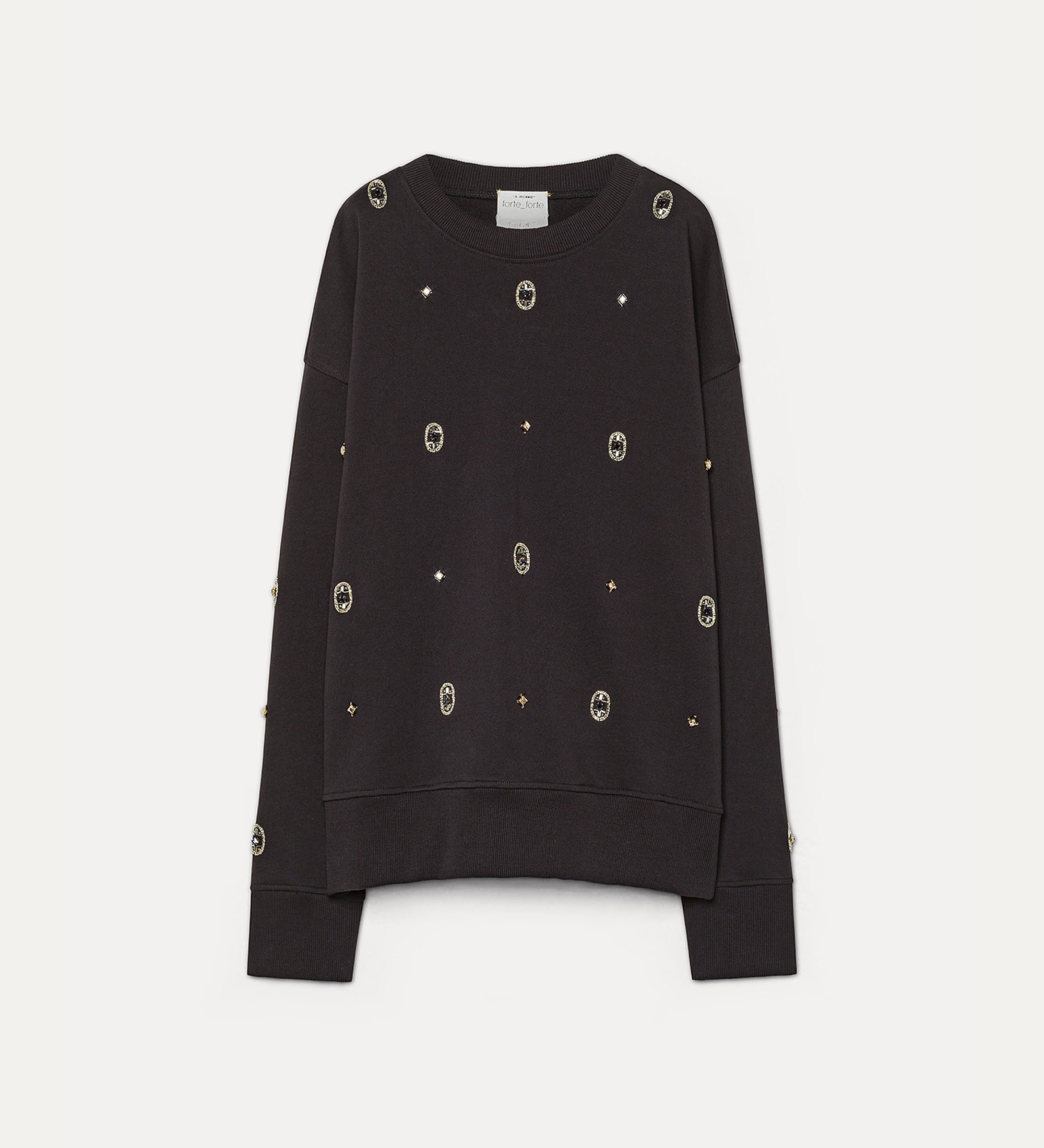 Forte top cotton crew-neck sweatshirt with “le club” embroidery felpa notte in cotone