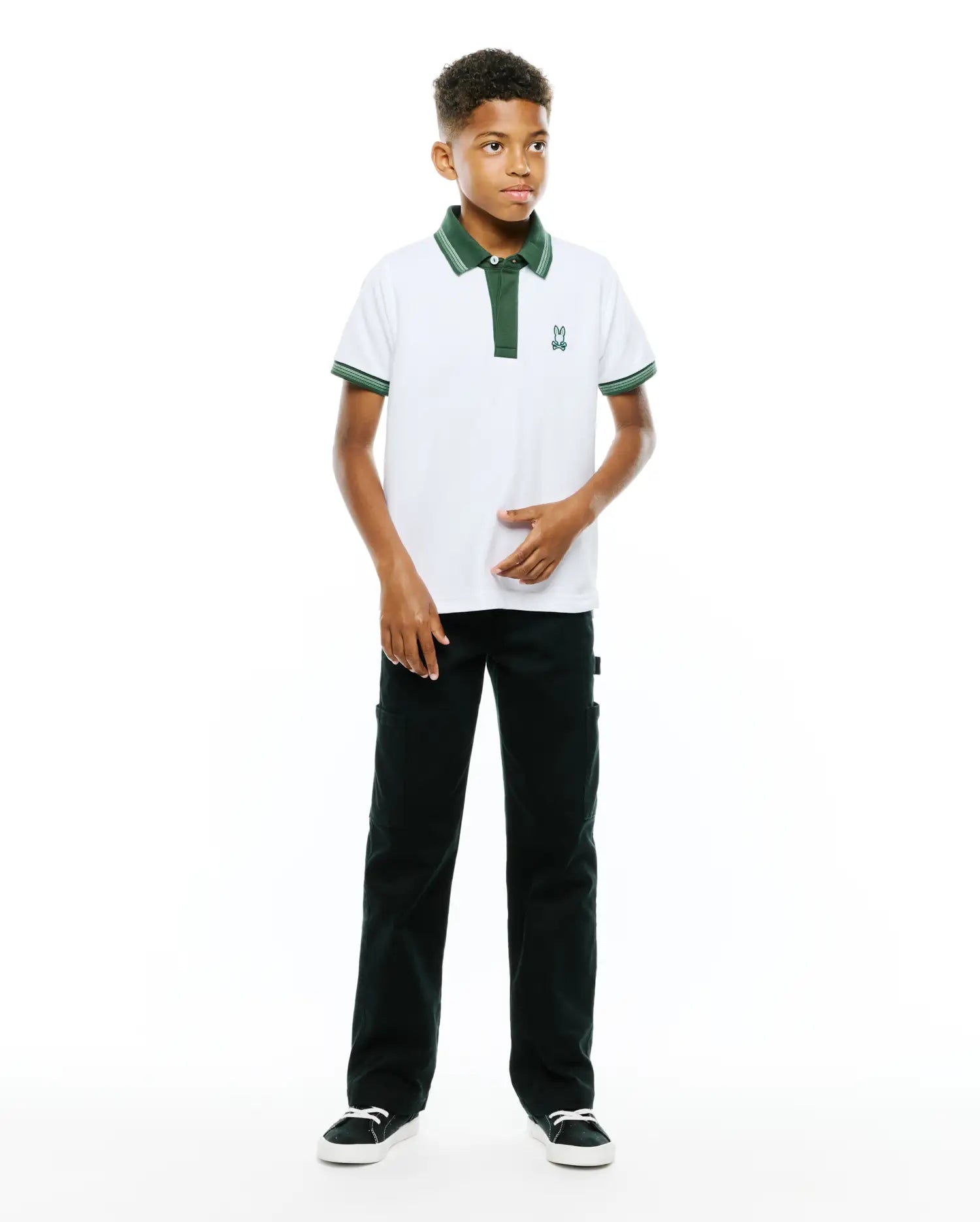 Psycho Bunny Kids Polo Shirts Jaydon polo piqué bianca Pima