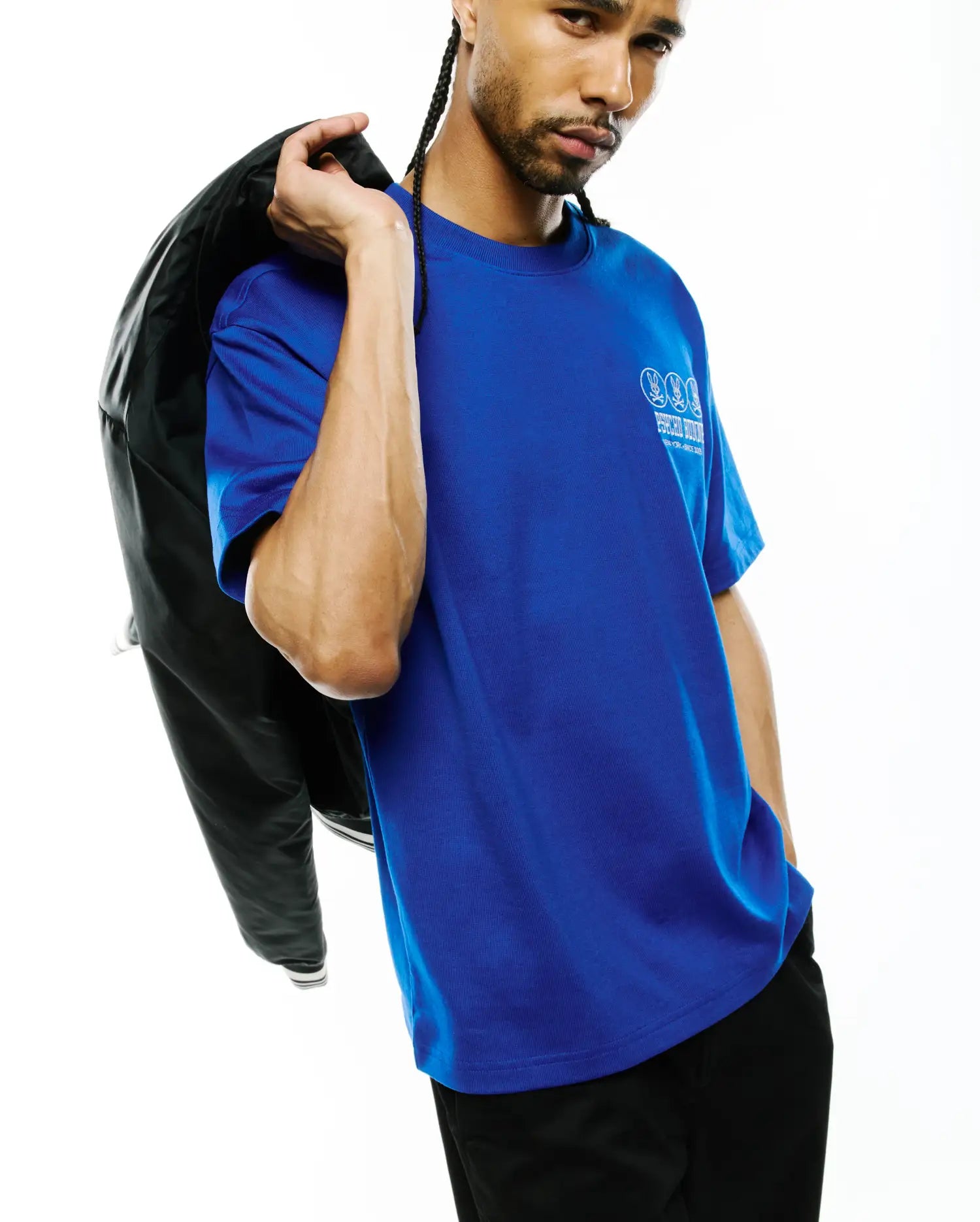 Psycho Bunny Men's Tees Men's Nathaniel Oversized Pima Tee maglietta blu