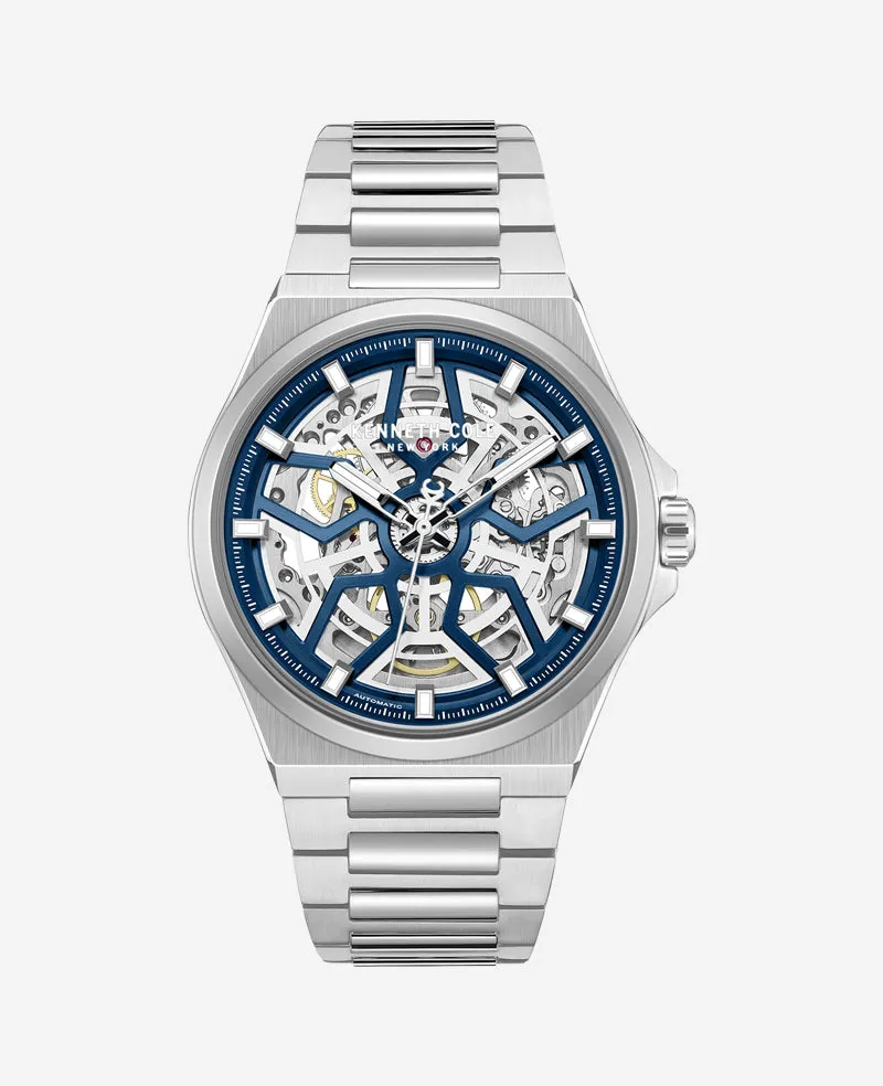 Kenneth Cole Reaction Watches Skeleton Automatic Bracelet Watch orologio argento