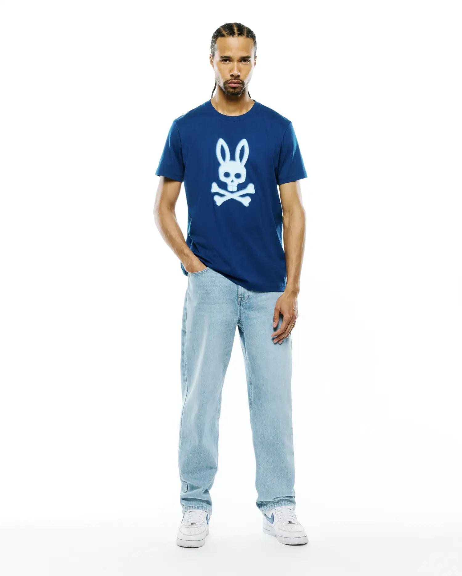 Psycho Bunny Men's Tees Emmanuel Pima Cotton Graphic Tee maglietta blu