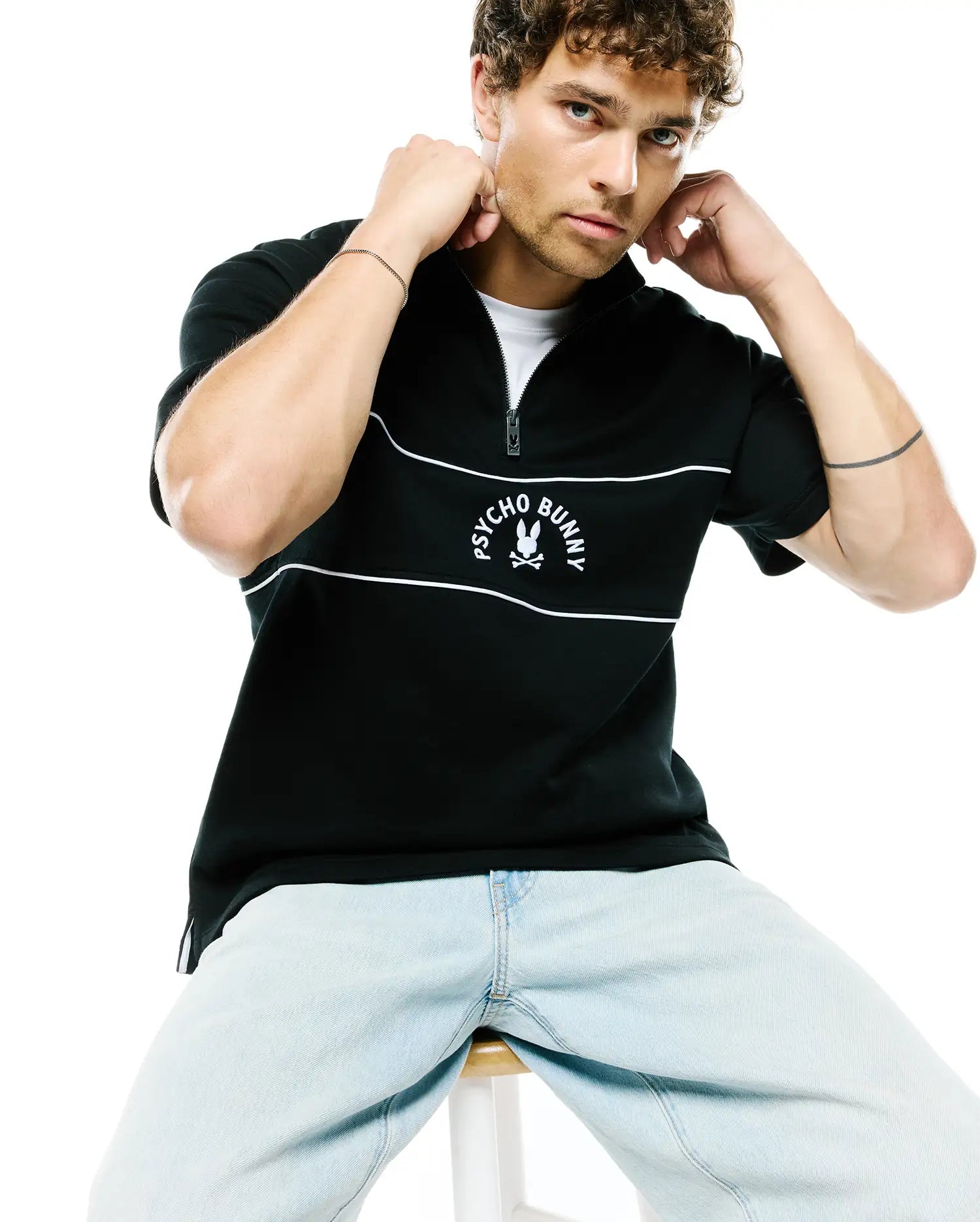 Psycho Bunny Men's Sweatshirts & Hoodies MENS STEVIE QUARTER-ZIP SWEATSHIRT MT0500261