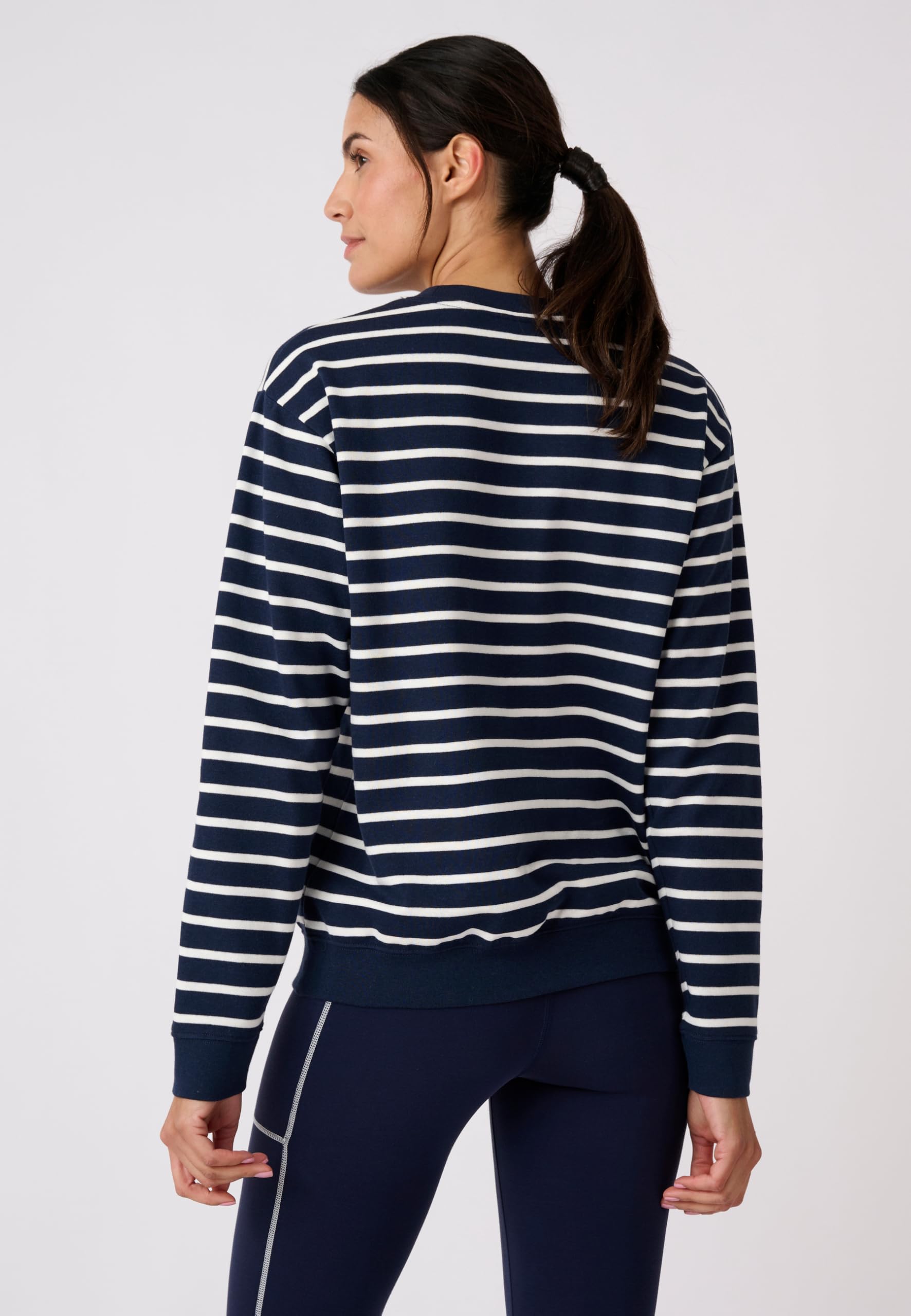 Damart Prêt-à-porter felpa donna 54-56 blu marino a righe in pile