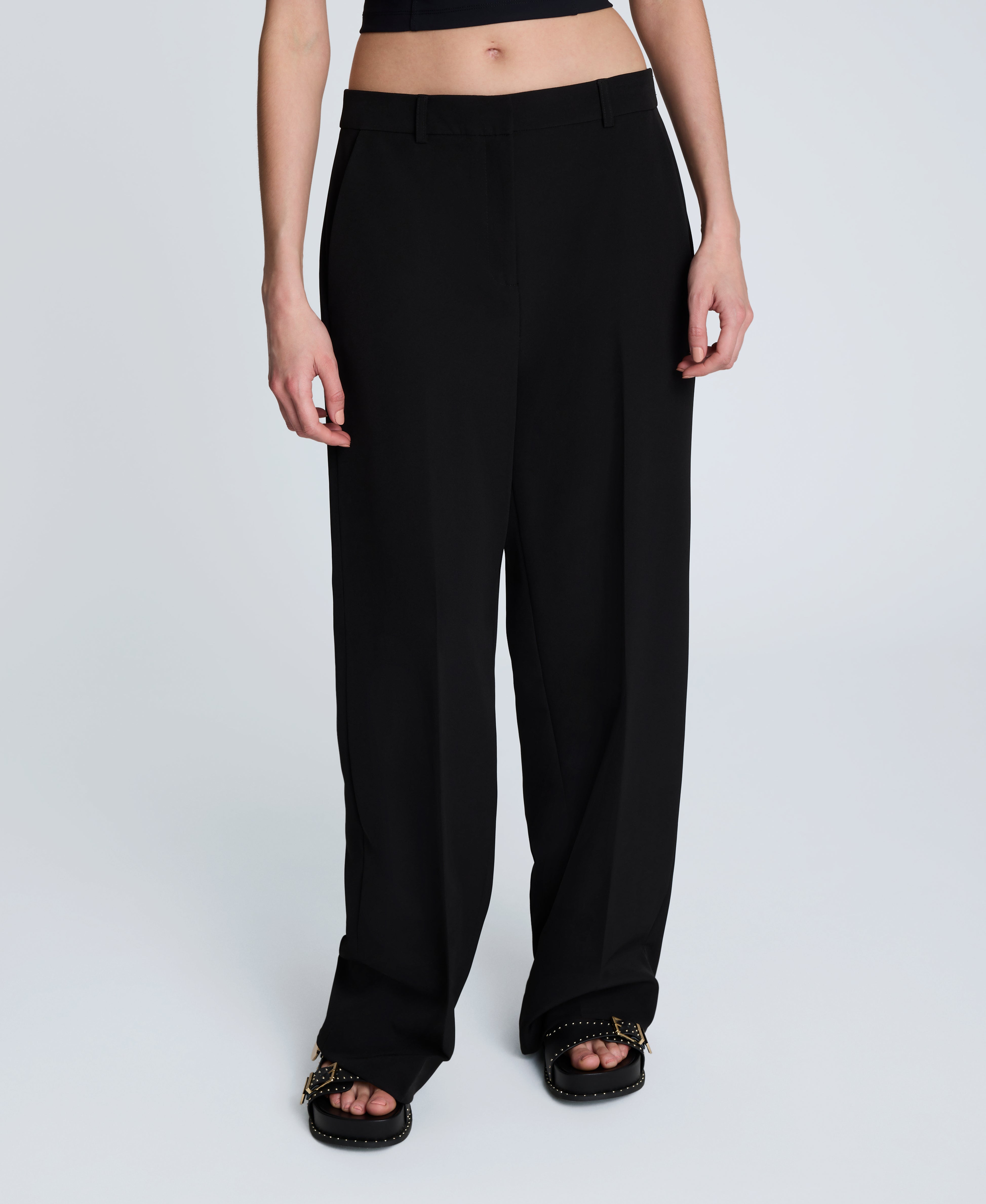 Kenneth Cole Reaction Clothing Luxe Twill Wide Leg Pant pantaloni neri