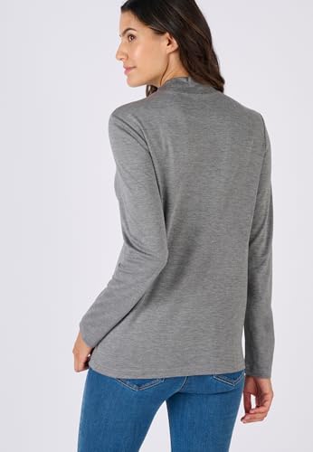 Damart Prêt-à-porter set di 2 magliette donna a collo alto nero e grigio melange