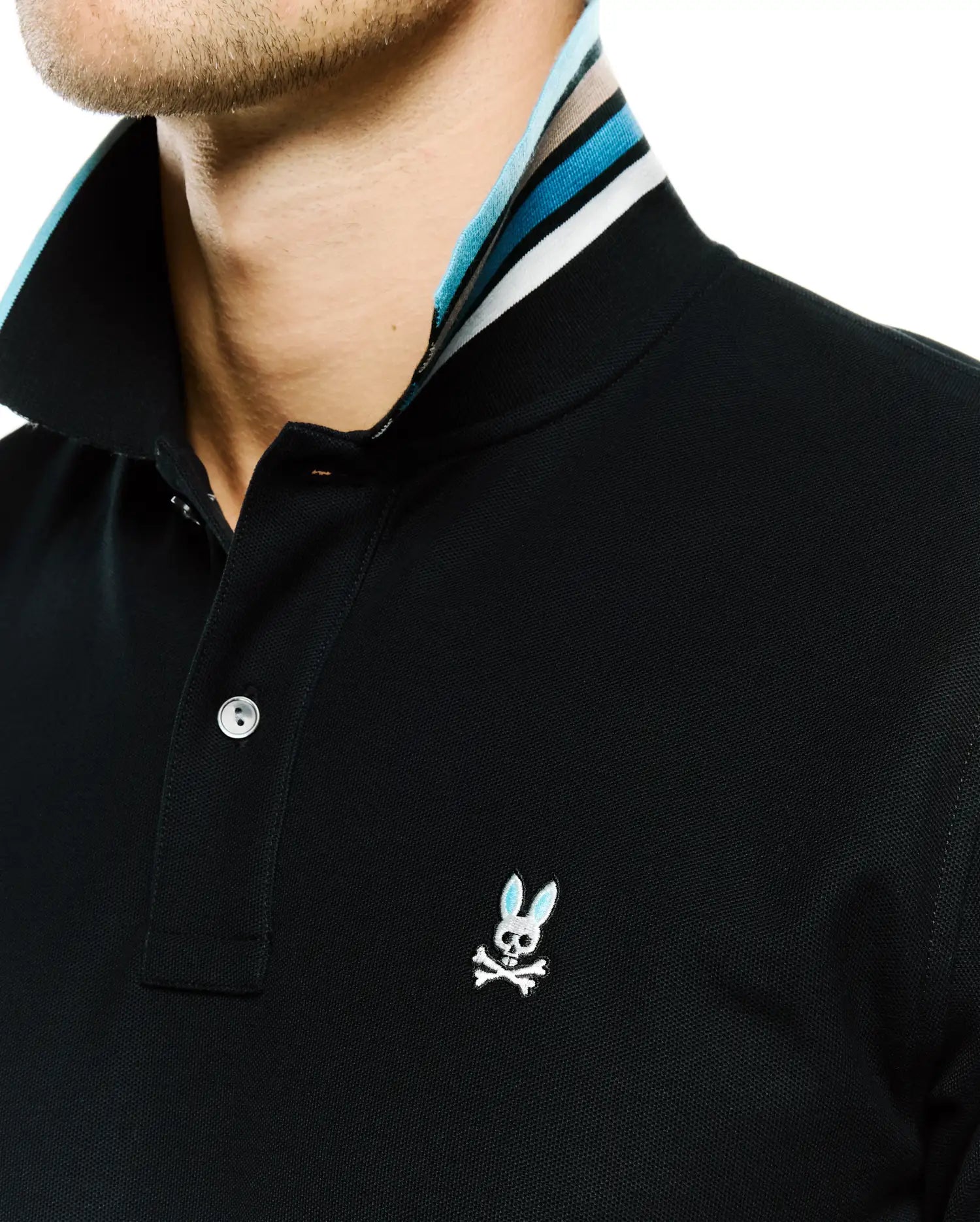 Psycho Bunny Men's Polos Klaus Polo piqué nera in cotone Pima