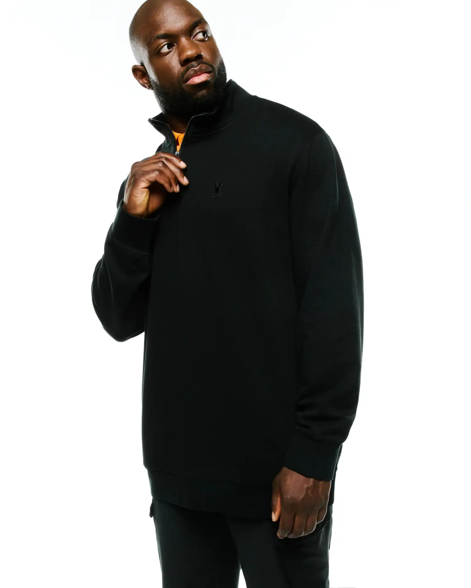 Psycho Bunny Big & Tall BIG AND TALL MARC ZIP SWEATSHIRT BT0500018 felpa nera con zip
