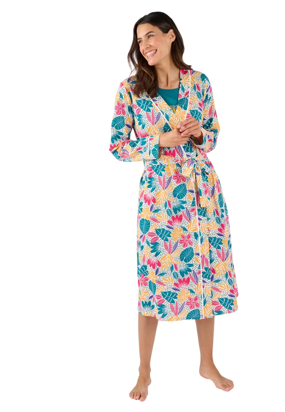 Damart Homewear Vestaglia in jersey di cotone stampa tropicale