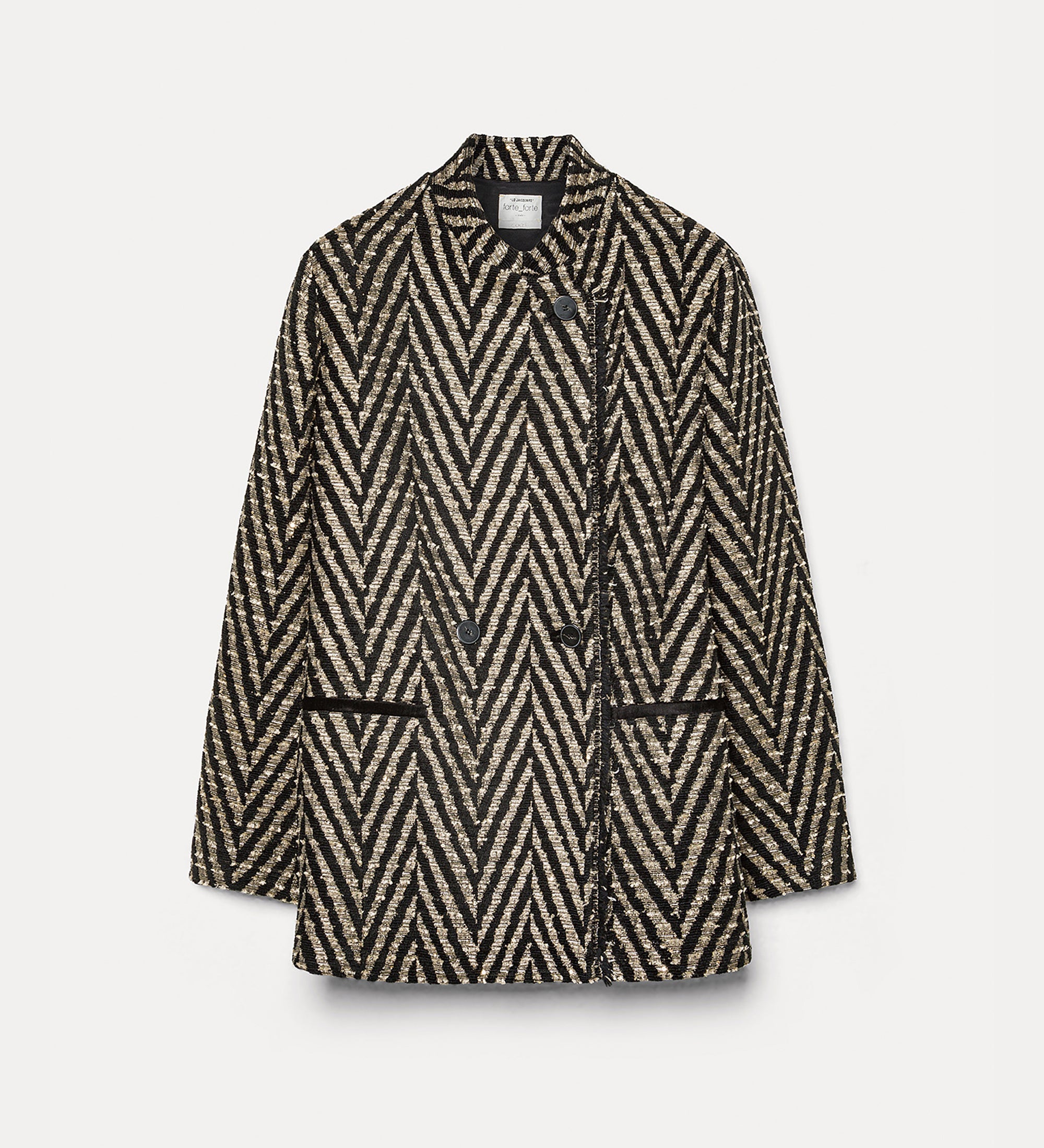 Forte giacche giacca chevron jacquard oversize nera con paillettes