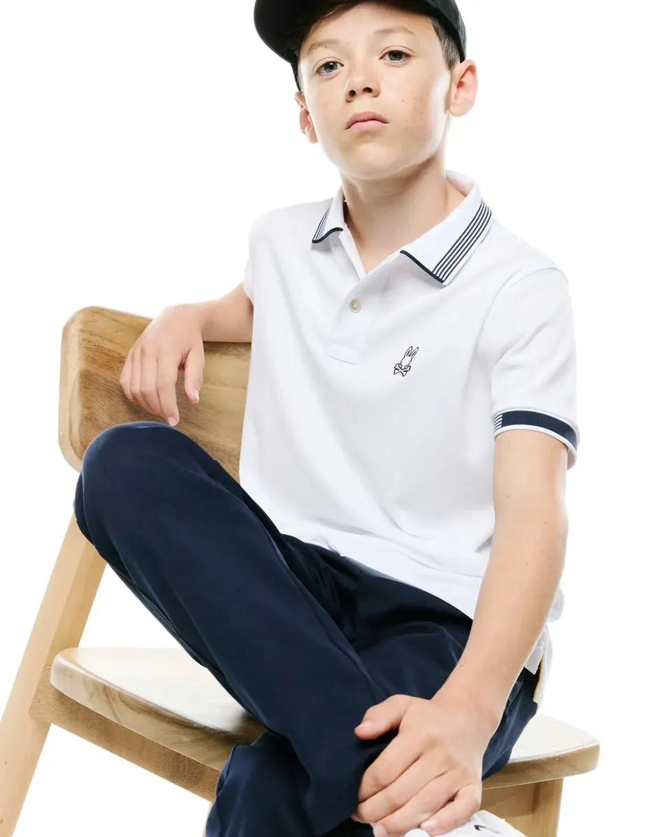 Psycho Bunny Kids Polo Shirts KIDS TIMMY PIQUE POLO KT0100129 polo bianca in piqué