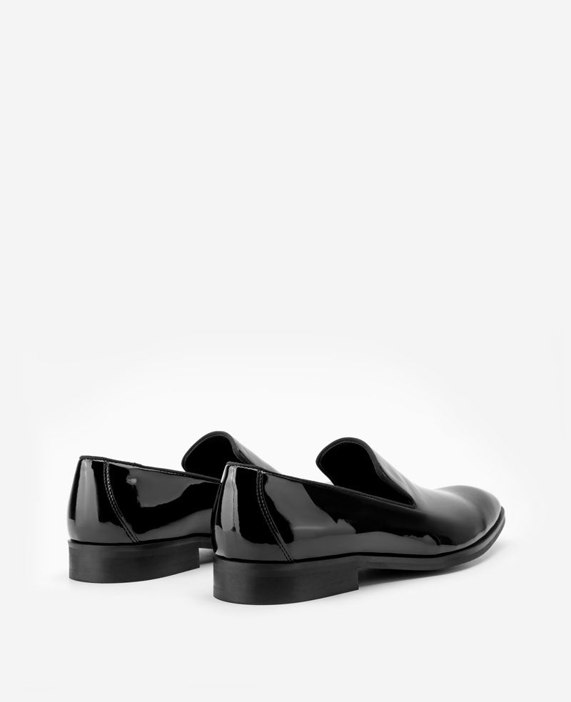 Kenneth Cole Reaction Shoes Harry Patent Venetian Loafer mocassini neri verniciati