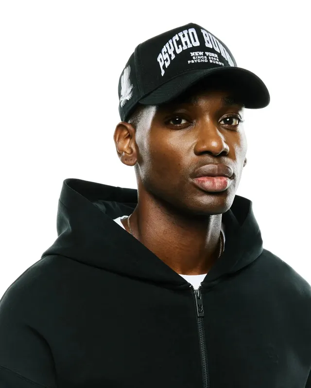 Psycho Bunny Accessories Men's Nathaniel A-Frame Trucker Cap MO1500136 cappellino nero