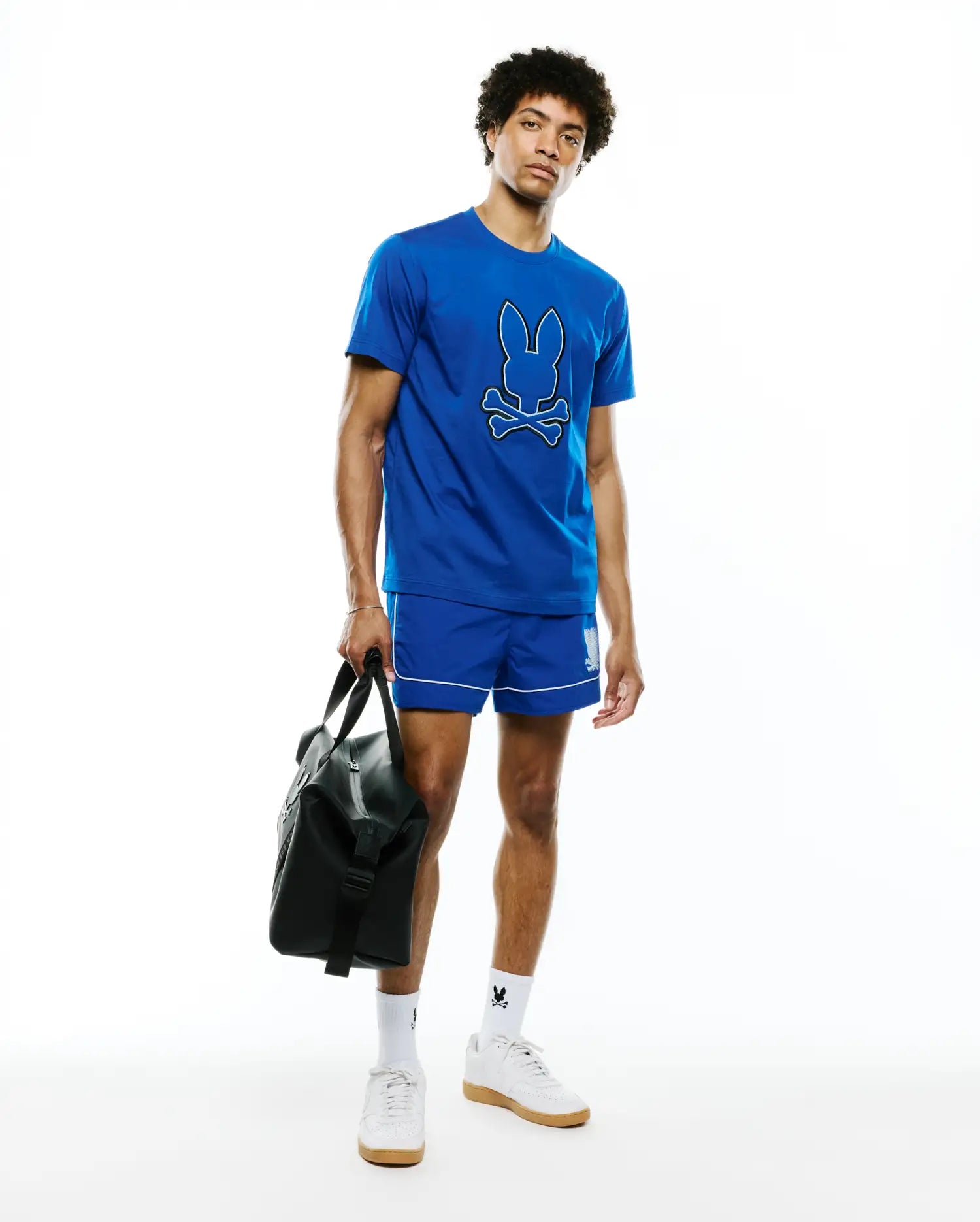 Psycho Bunny Men's Tees Bruno Graphic Tee T-shirt blu in cotone