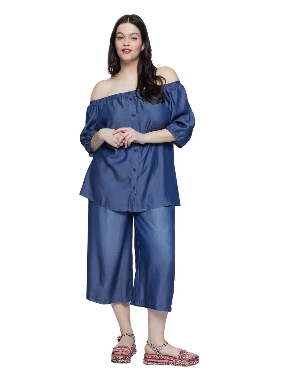 Fiorella Rubino Pantaloni Pantaloni Cropped in Lyocell pantaloni 44 Plus gamba larga